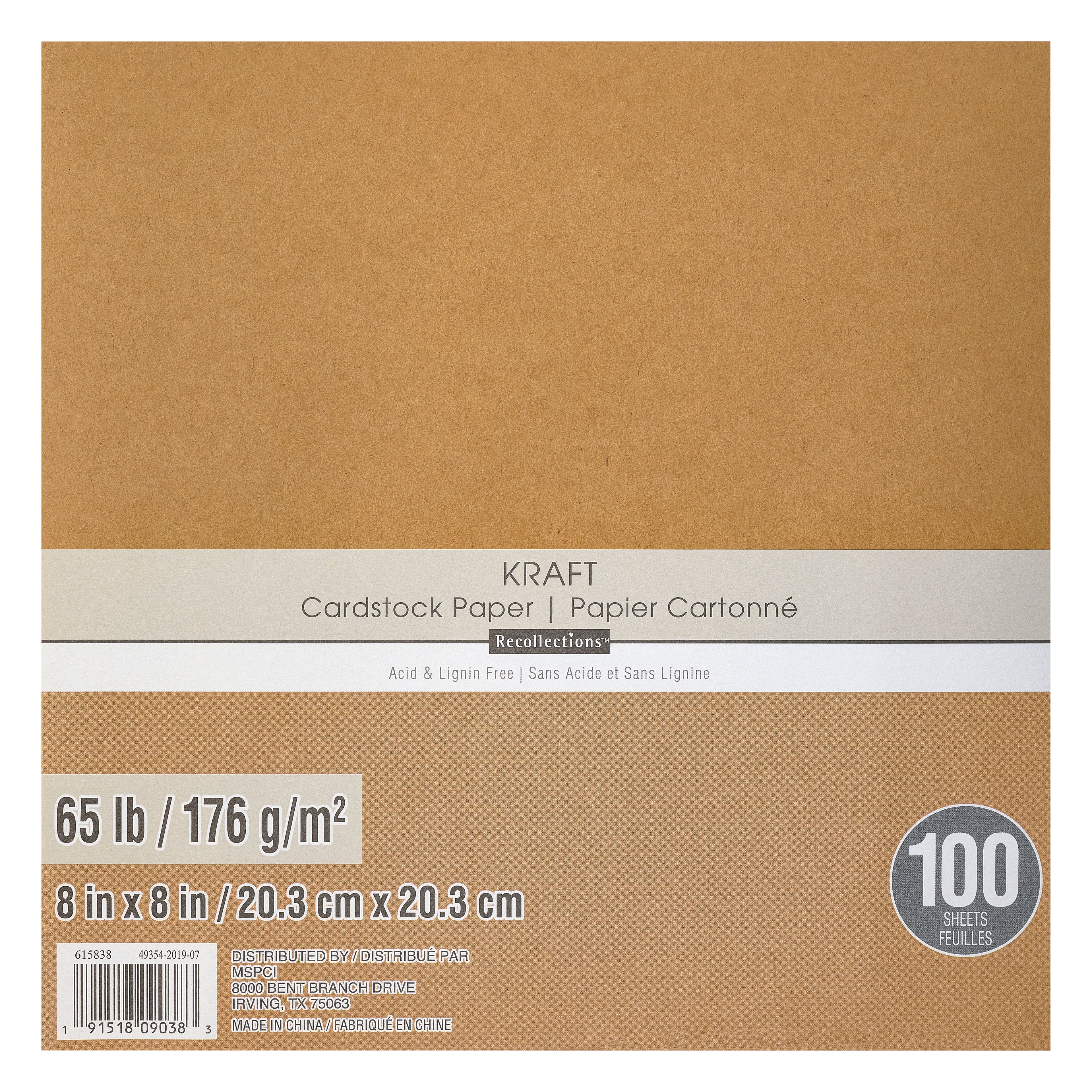Kraft 8" x 8" Cardstock Paper by Recollections™, 100 Sheets