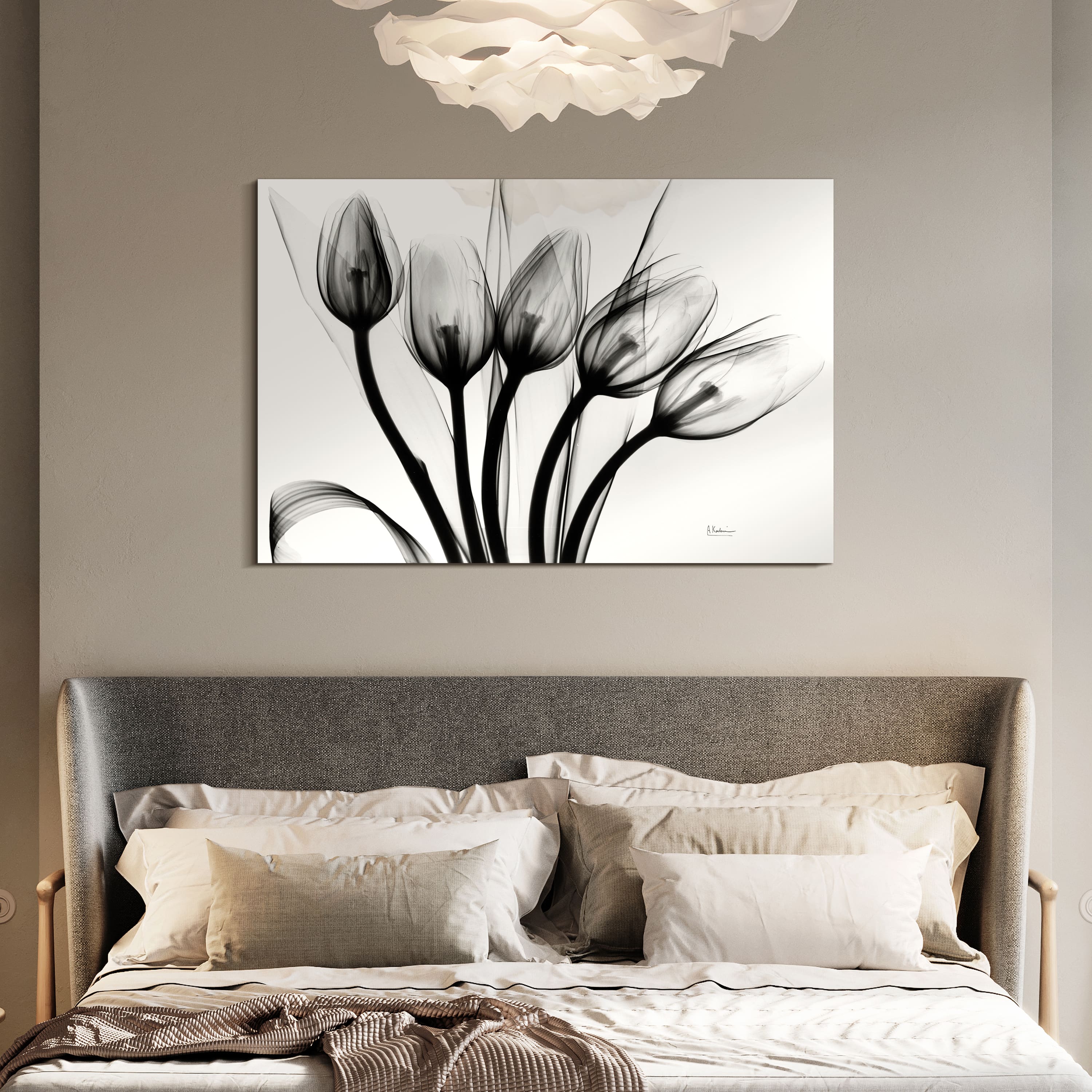 Empire Art Direct 32" x 48" Marching Tulips Frameless Free Floating Printed Tempered Glass Wall Art