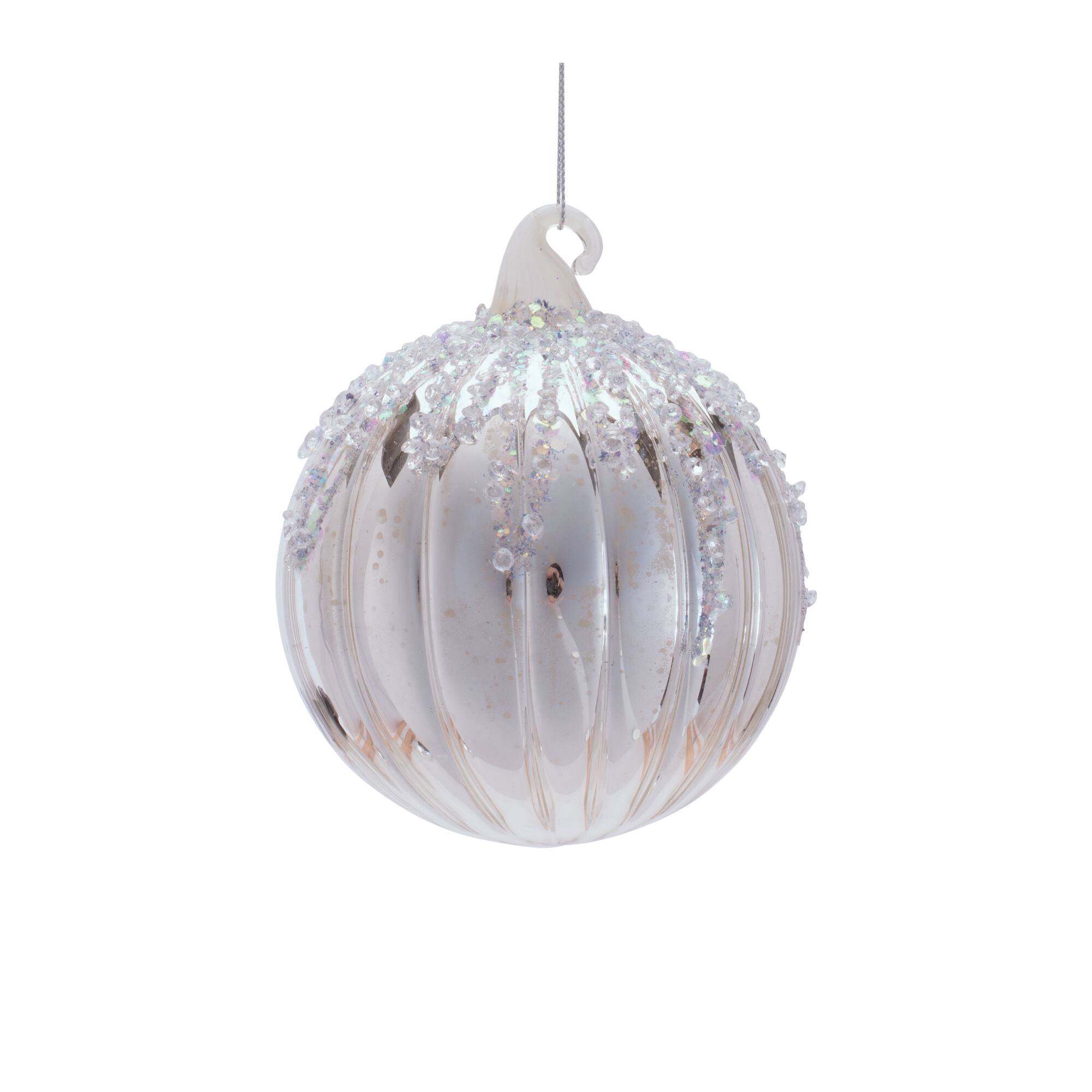 Melrose Silver Glass Ornament Set