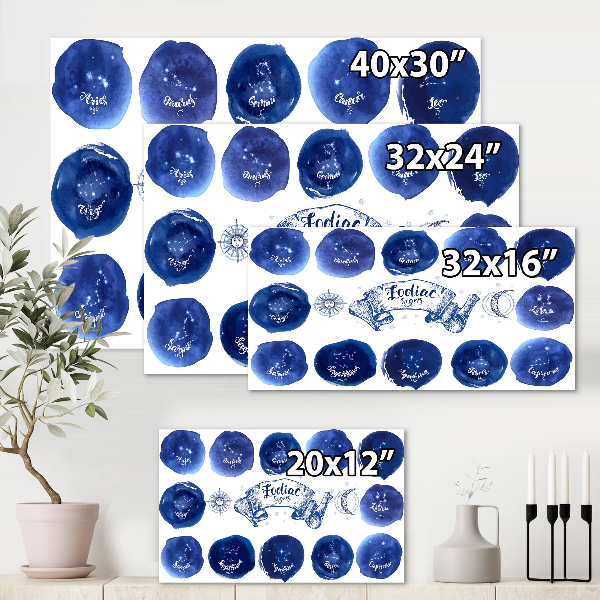 Designart - Collection of Astrology Signs On Blue