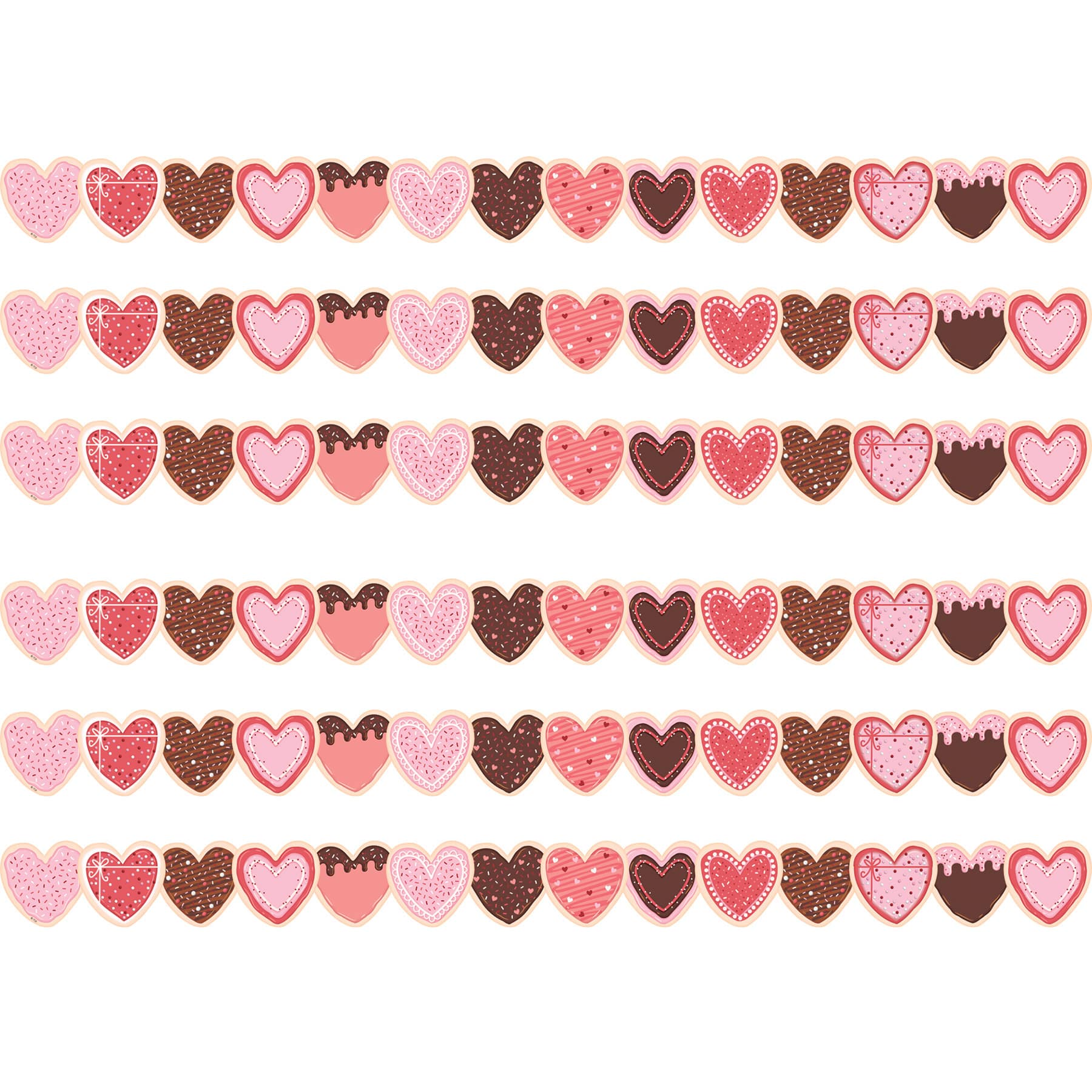 Teacher Created Resources® Frosted Heart Cookies Die-Cut Border Trim, 6 Packs of 12