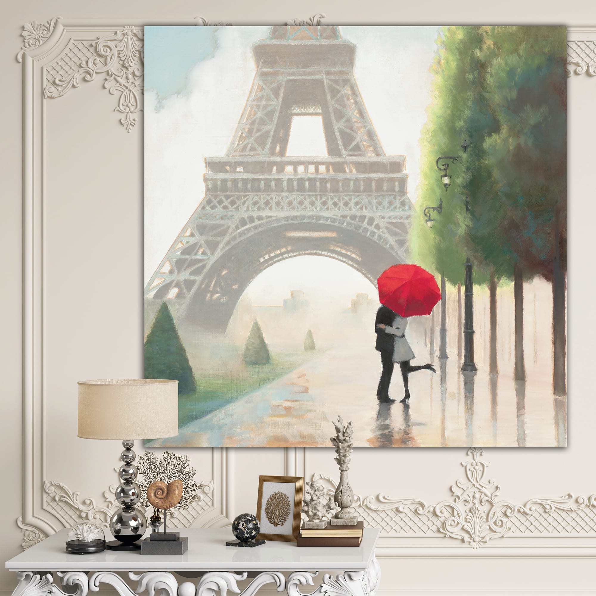 Designart - Paris Romance Couples III - French Country Premium Canvas Wall Art