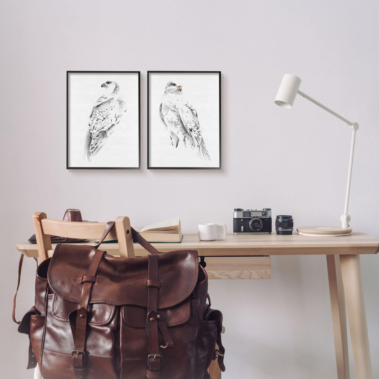 Stupell Industries White Hawk Winter Birds Soft Speckled Feathers Framed Wall Art