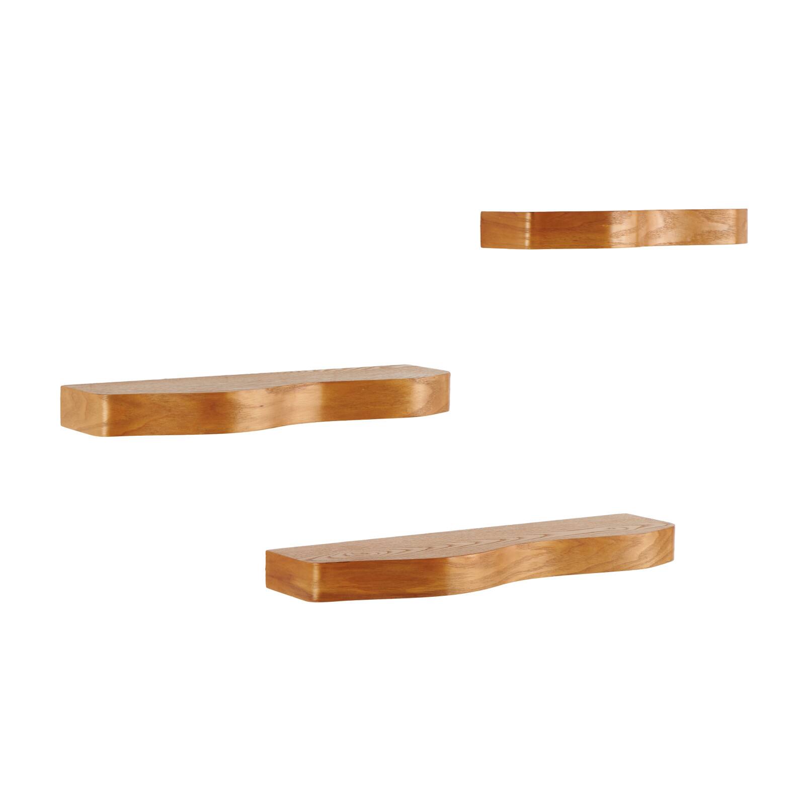 Brown Handmade Wooden Wall Floating Shelf Set
