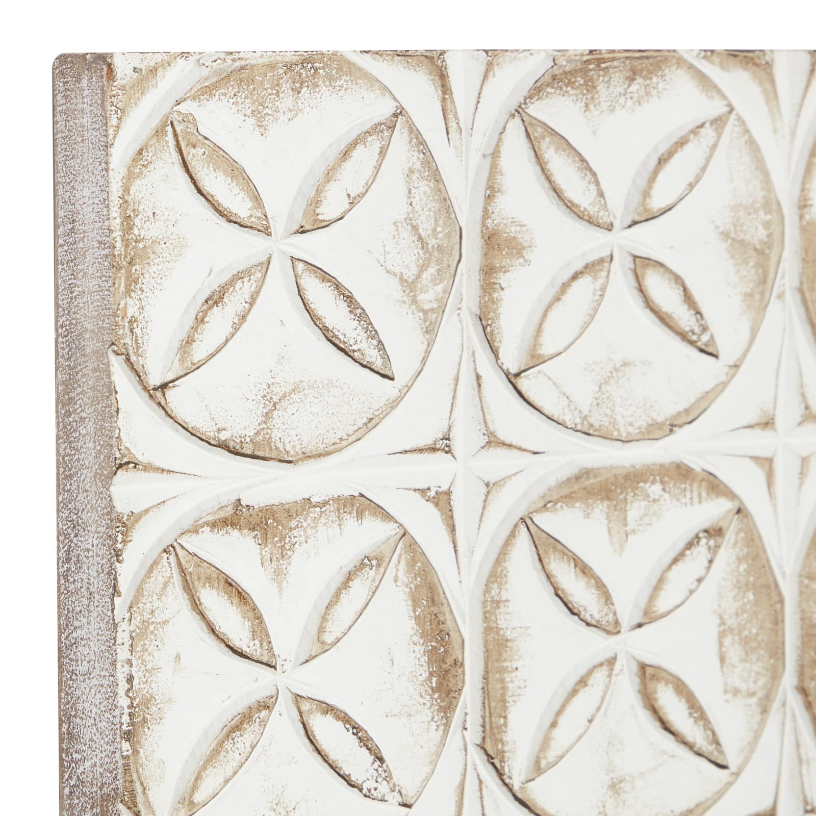 48" White Wood Traditional Abstract Wall Décor Set