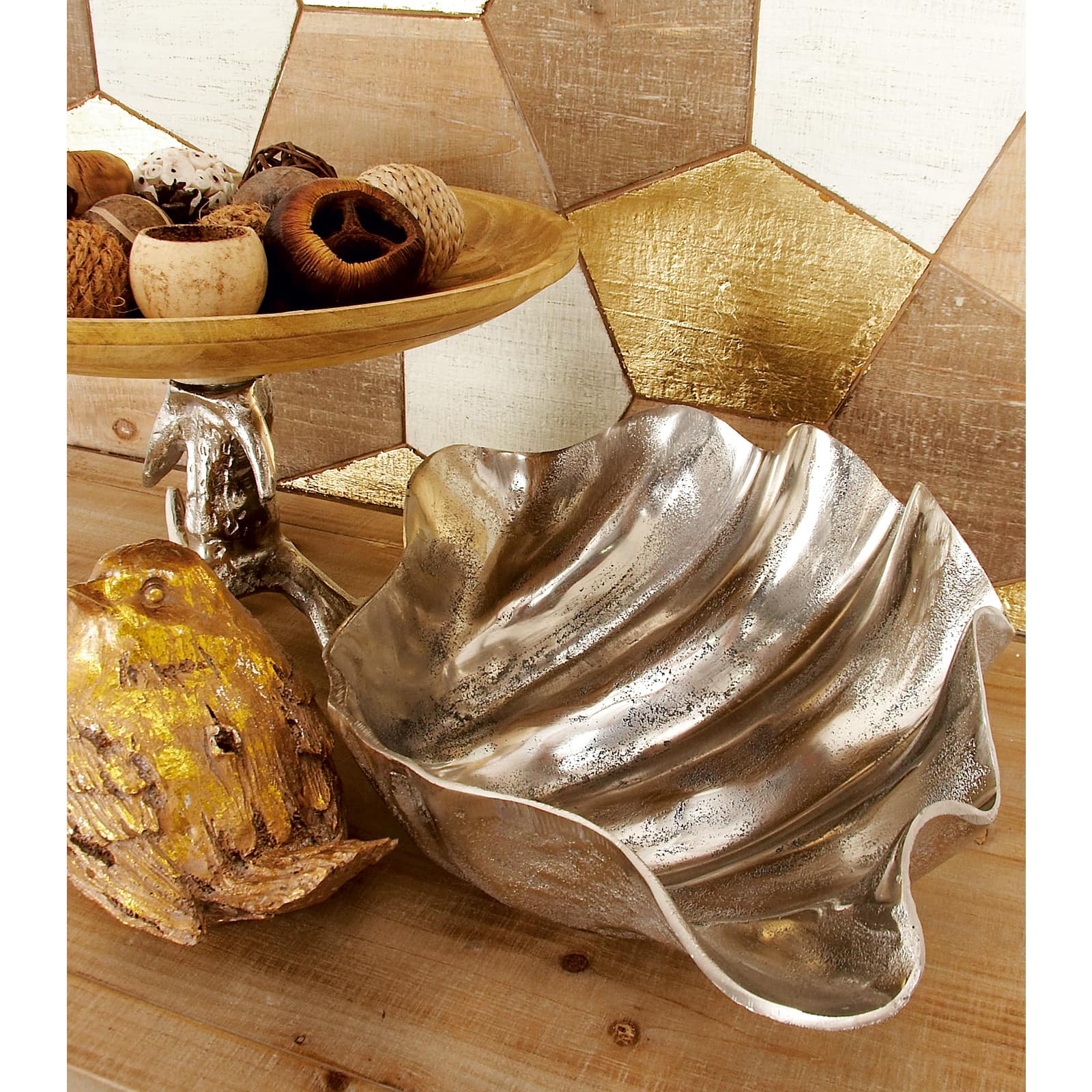 17" Silver Aluminum Coastal Decorative Bowl