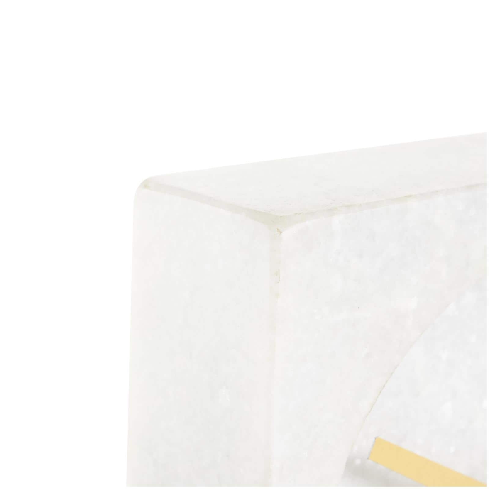 9" White Marble Rectangular Clock