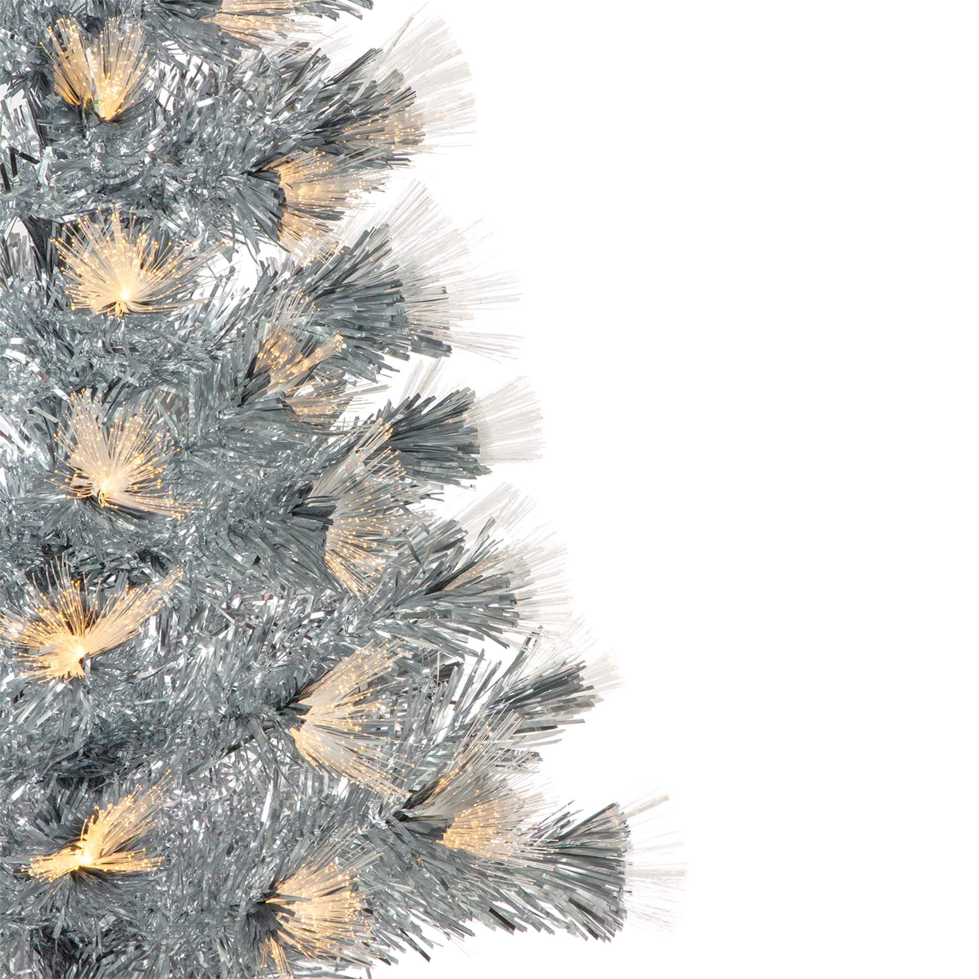 3ft. Pre-Lit Fiber Optic Silver Artificial Christmas Tree, Warm White Lights