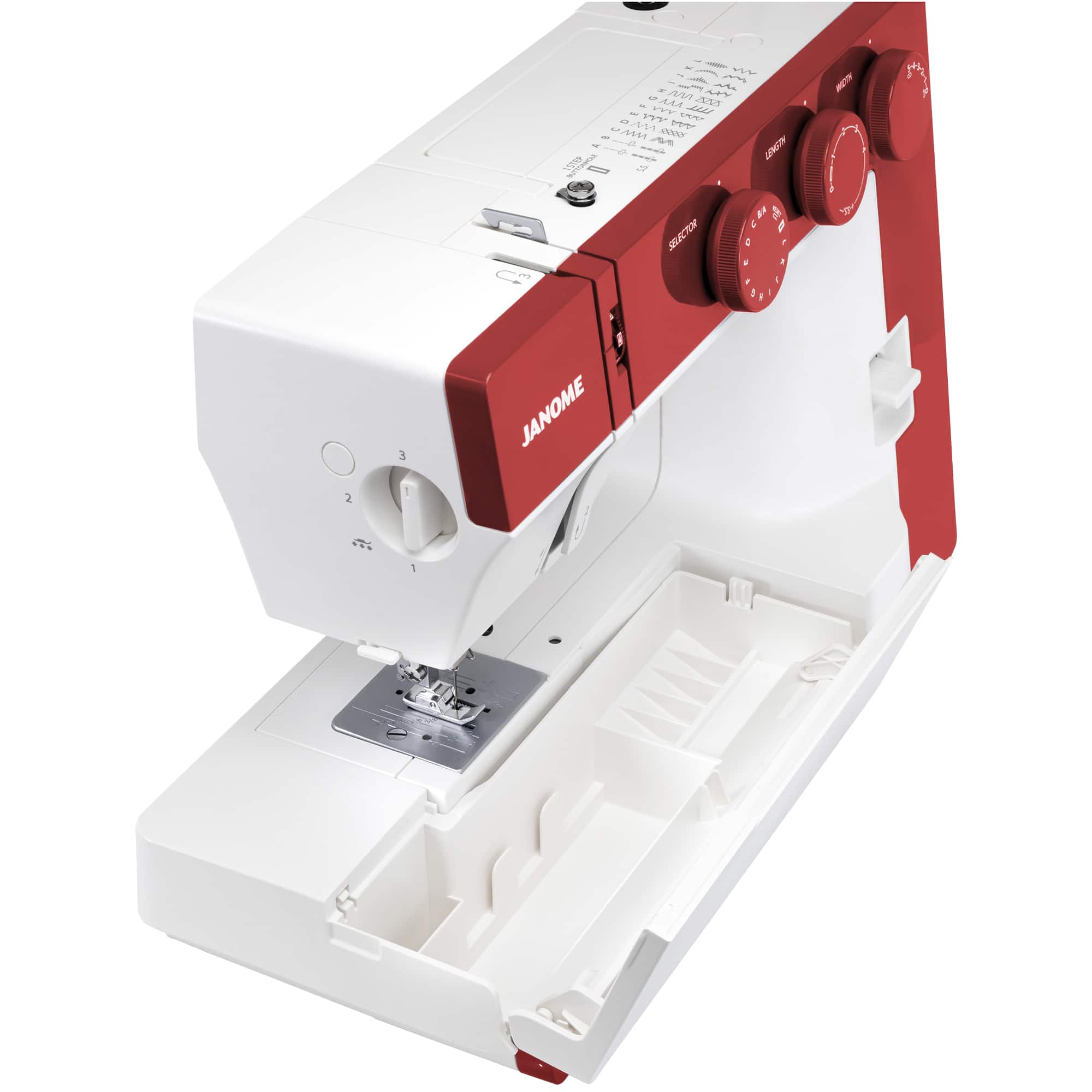 Janome 1522-RD 22-Stitch Mechanical Sewing Machine with Wide Sewing Bed