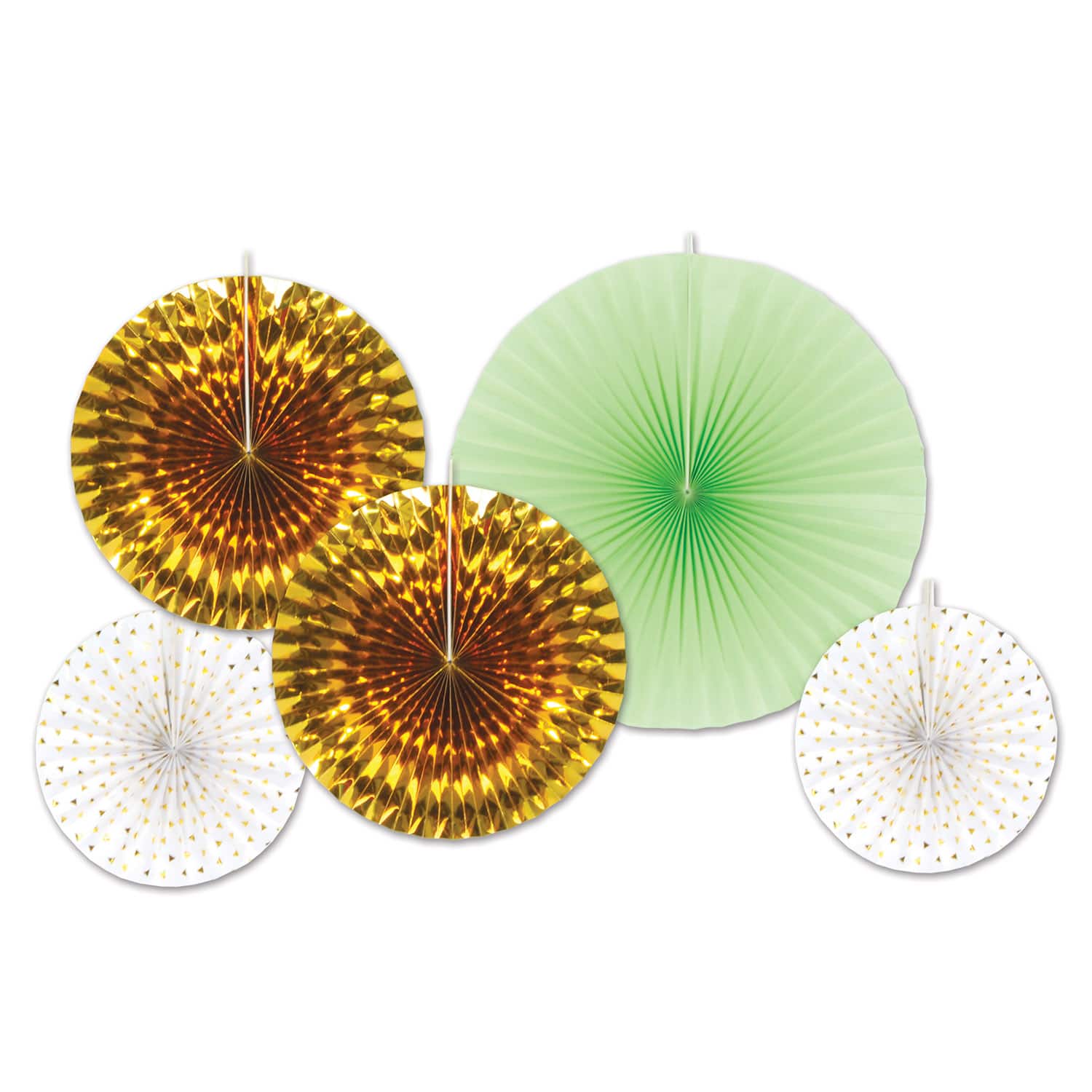 Beistle Multicolor Paper & Foil Decorative Fans Set