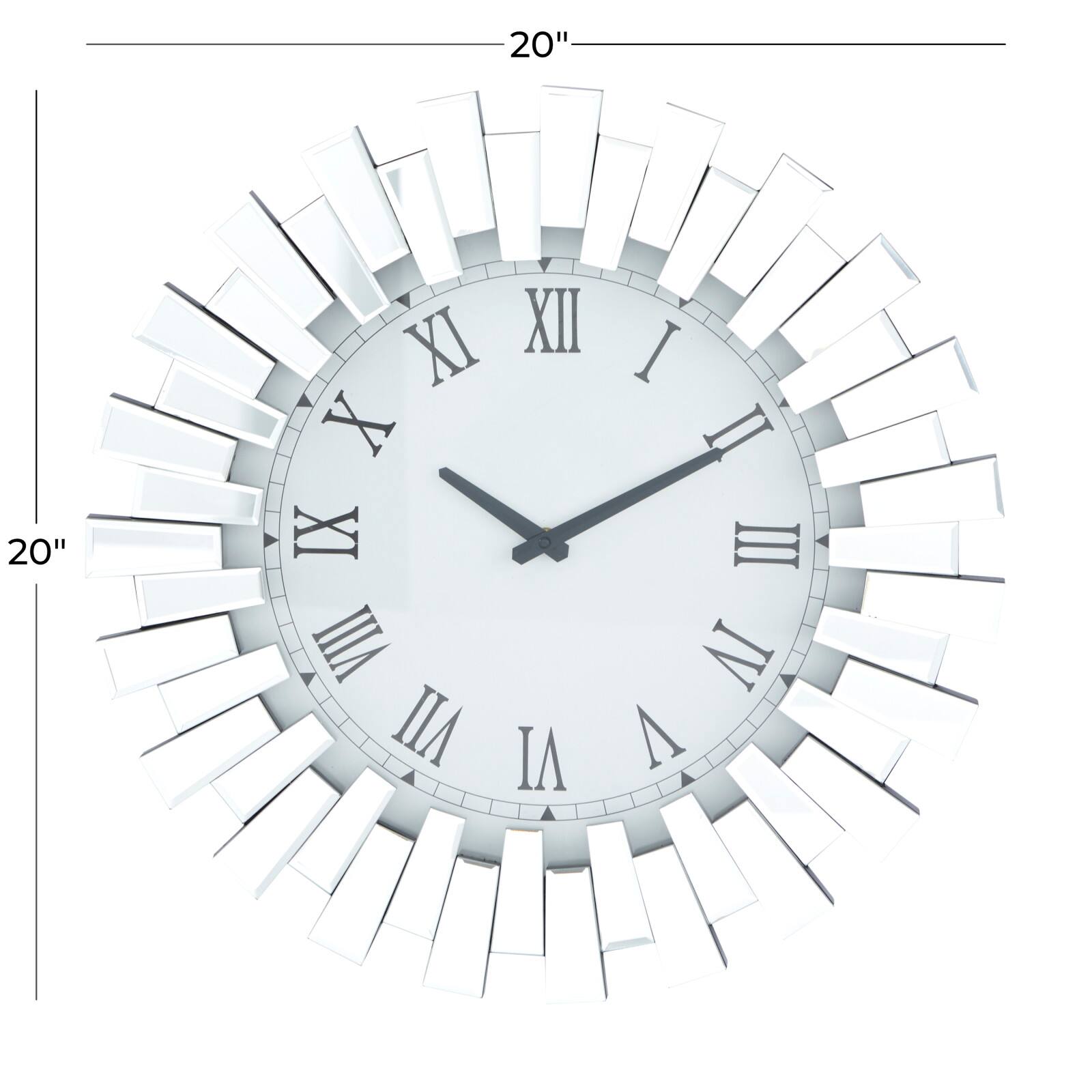 Silver MDF Glam Wall Clock, 20" x 3" x 20"
