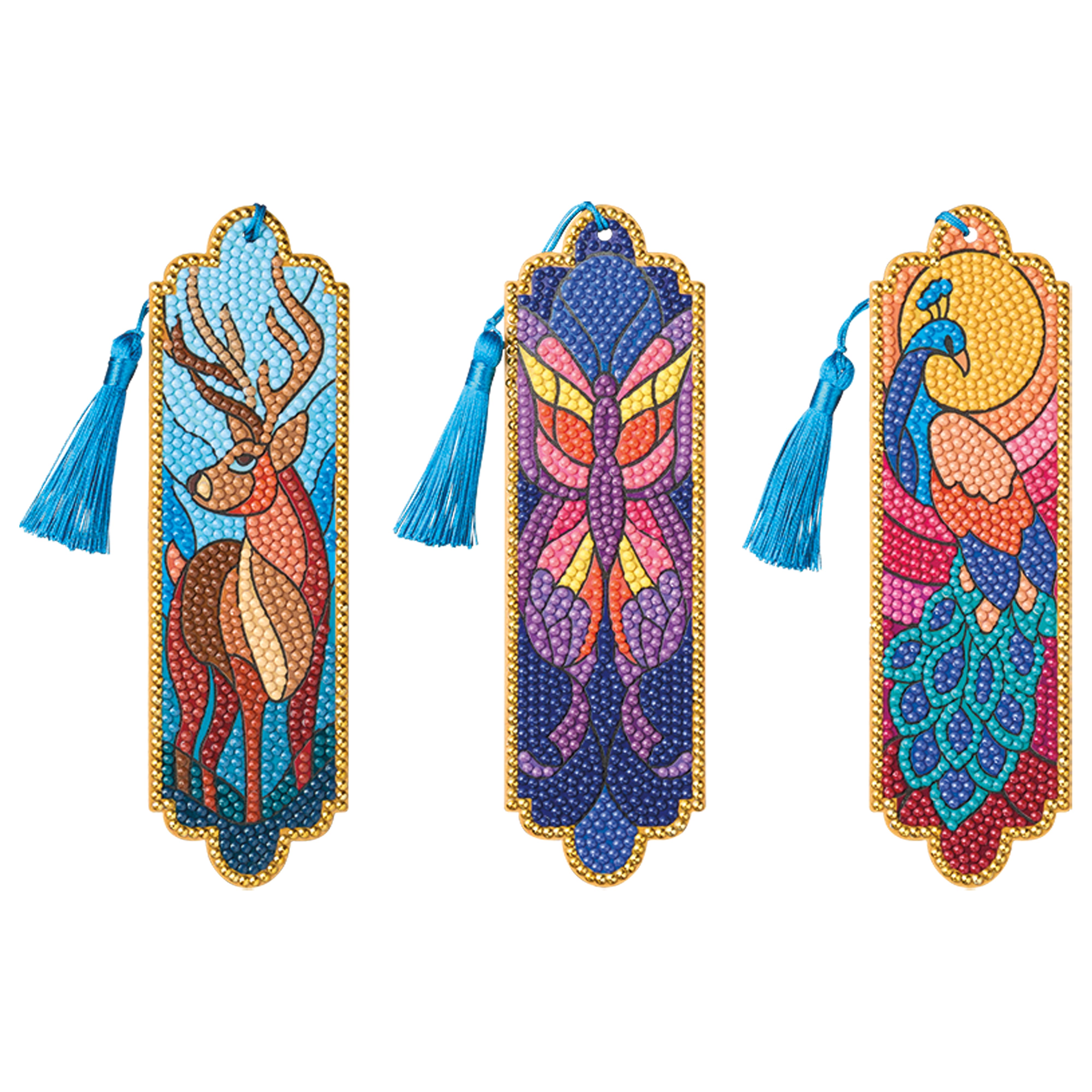 Stained Glass Animals 3-Piece Diamond Art Bookmark Kit by Make Market®