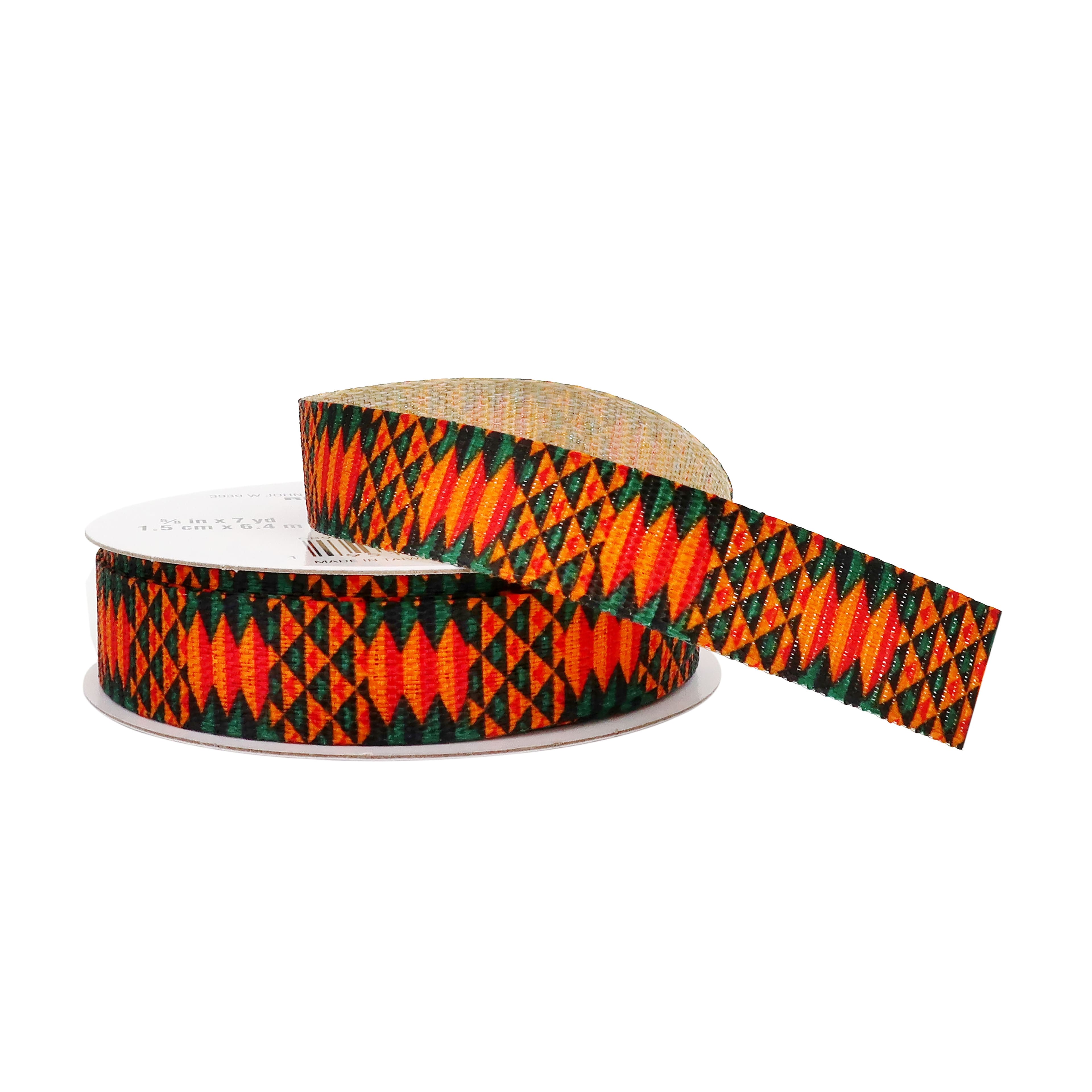 5/8" x 7yd. Faux Linen Geometric Ribbon by Celebrate It™