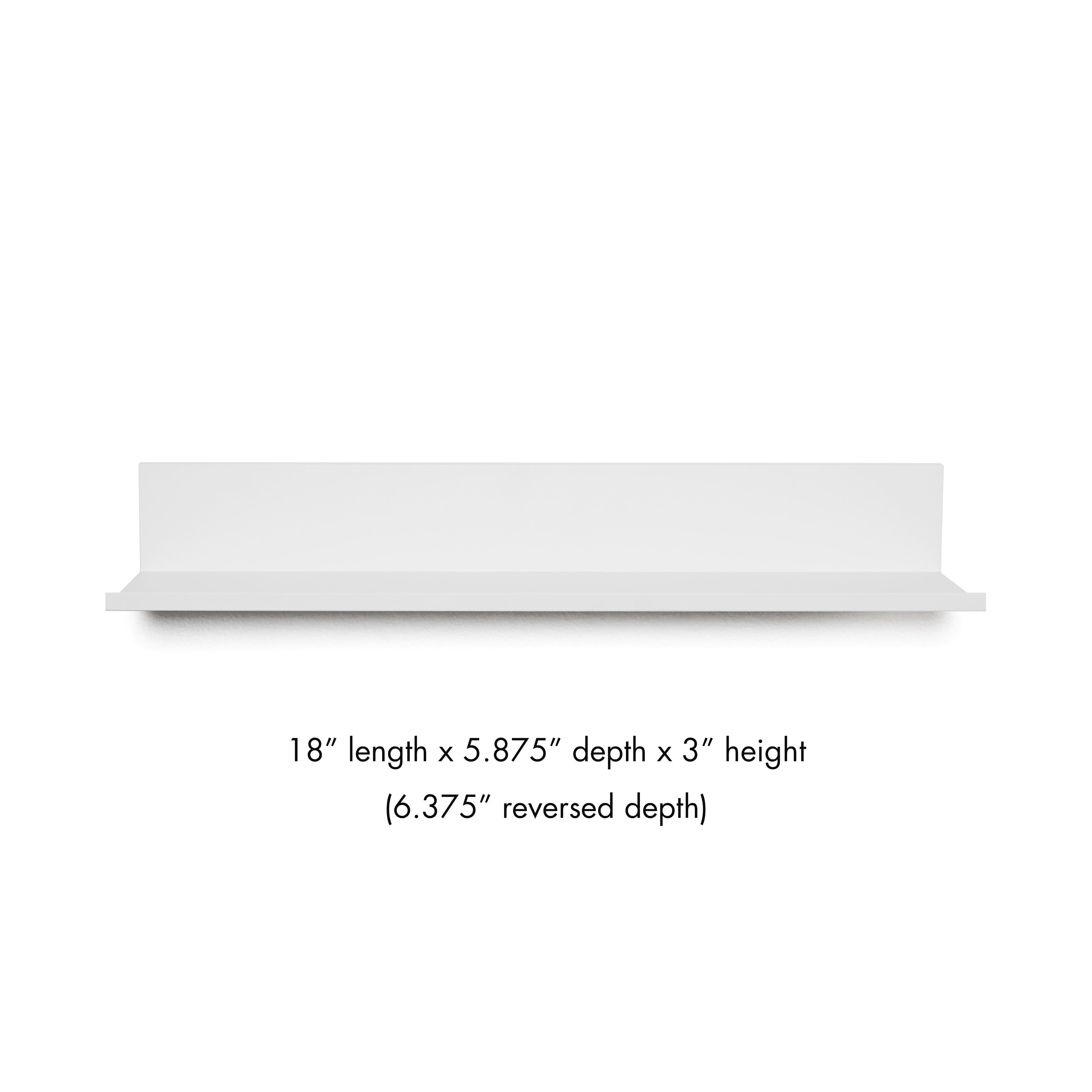 Hangz™ White Reversible No Stud 6" Depth Floating Shelf