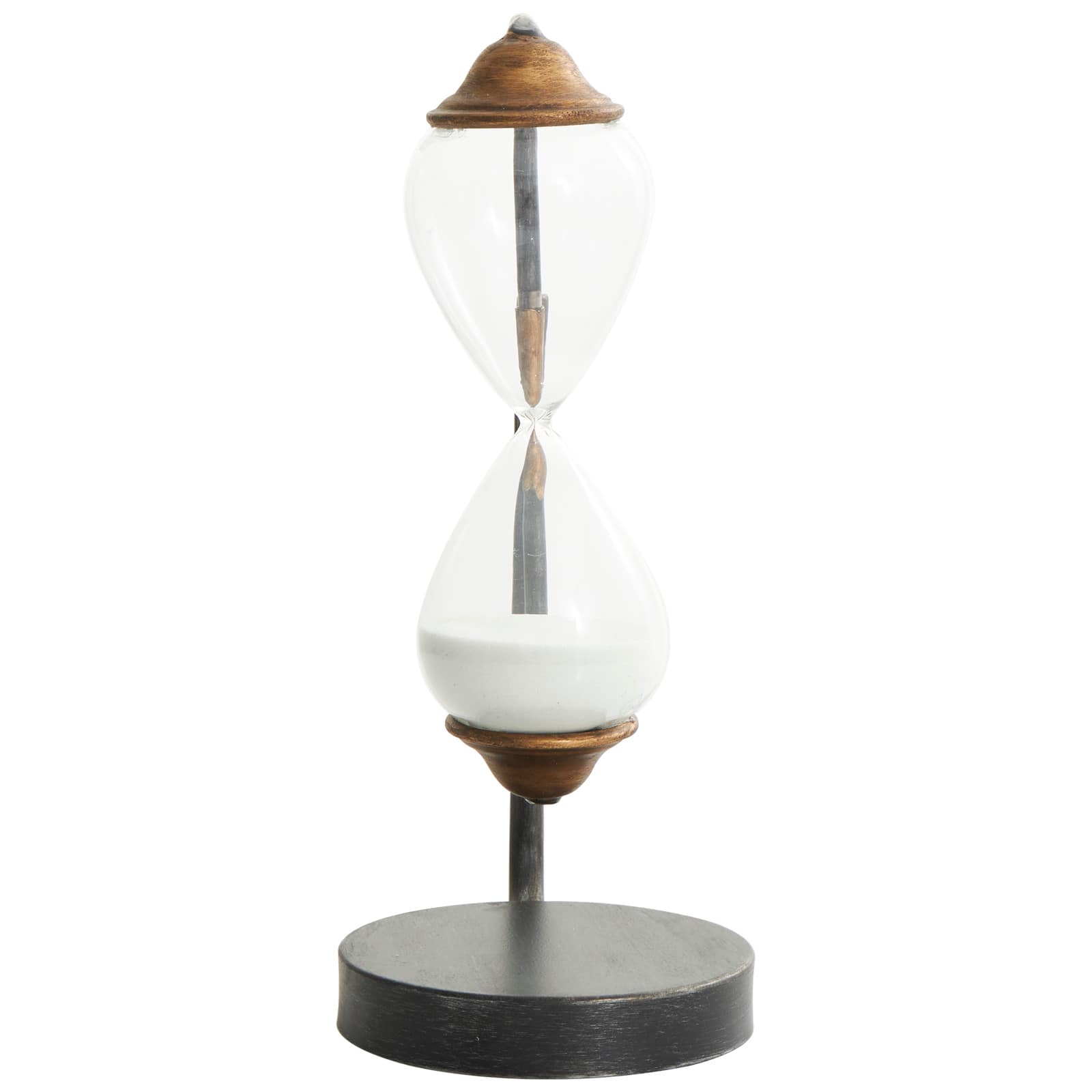 13" Black Metal Suspended Hourglass Timer with Gold Details
