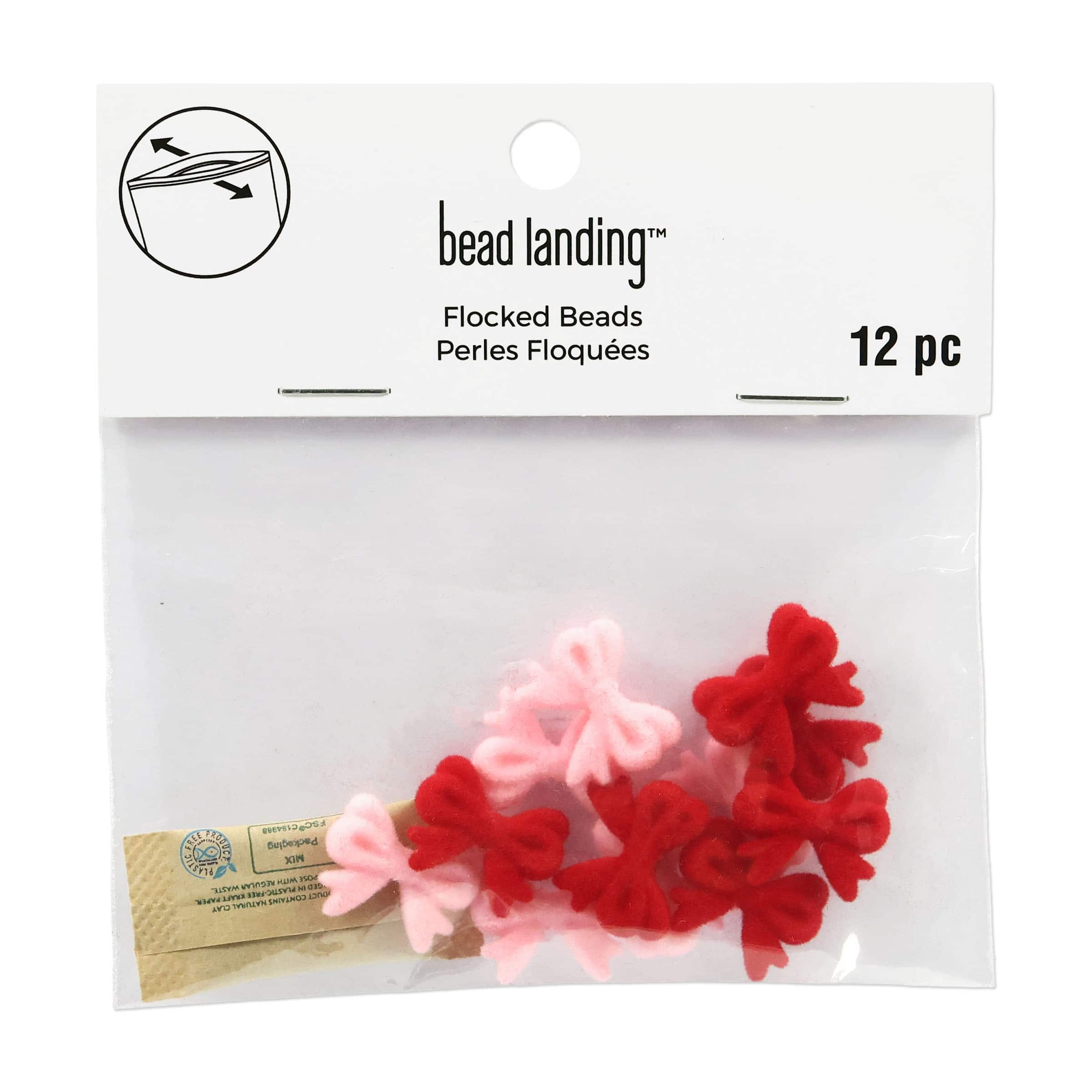 18mm x 14mm Pink & Red Flocked Bow Craft Beads, 12ct. by Bead Landing™