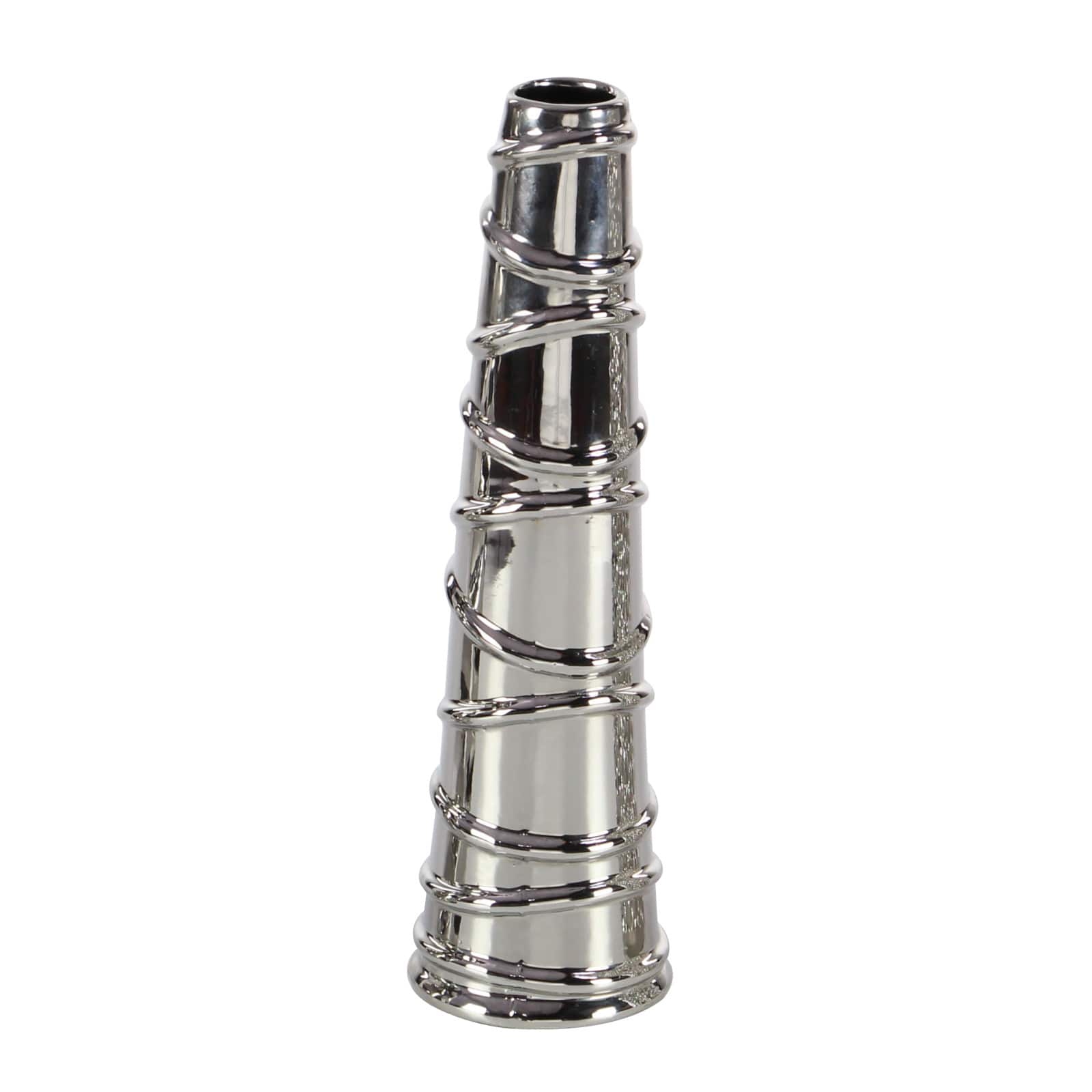 12" Silver Ceramic Abstract Glam Vase Set