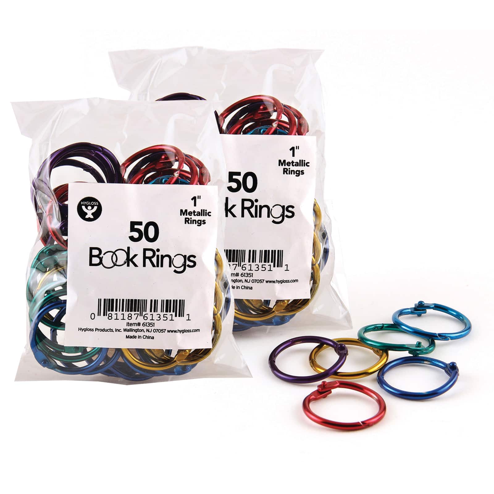 Hygloss® 1" Metallic Book Rings, 2 Packs of 50