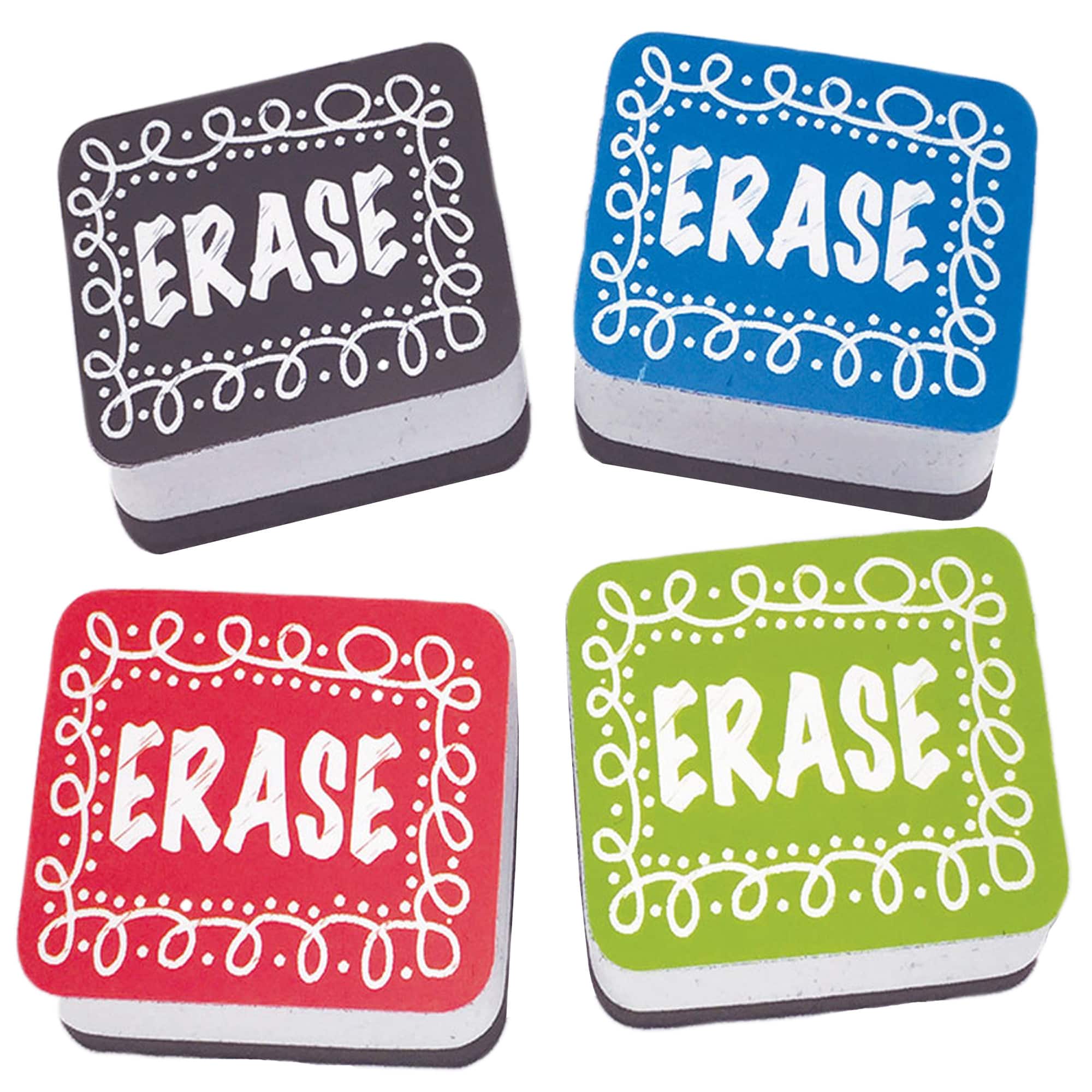 Ashley Productions Non-Magnetic Mini Chalk Loop Whiteboard Erasers, 3 Packs of 10