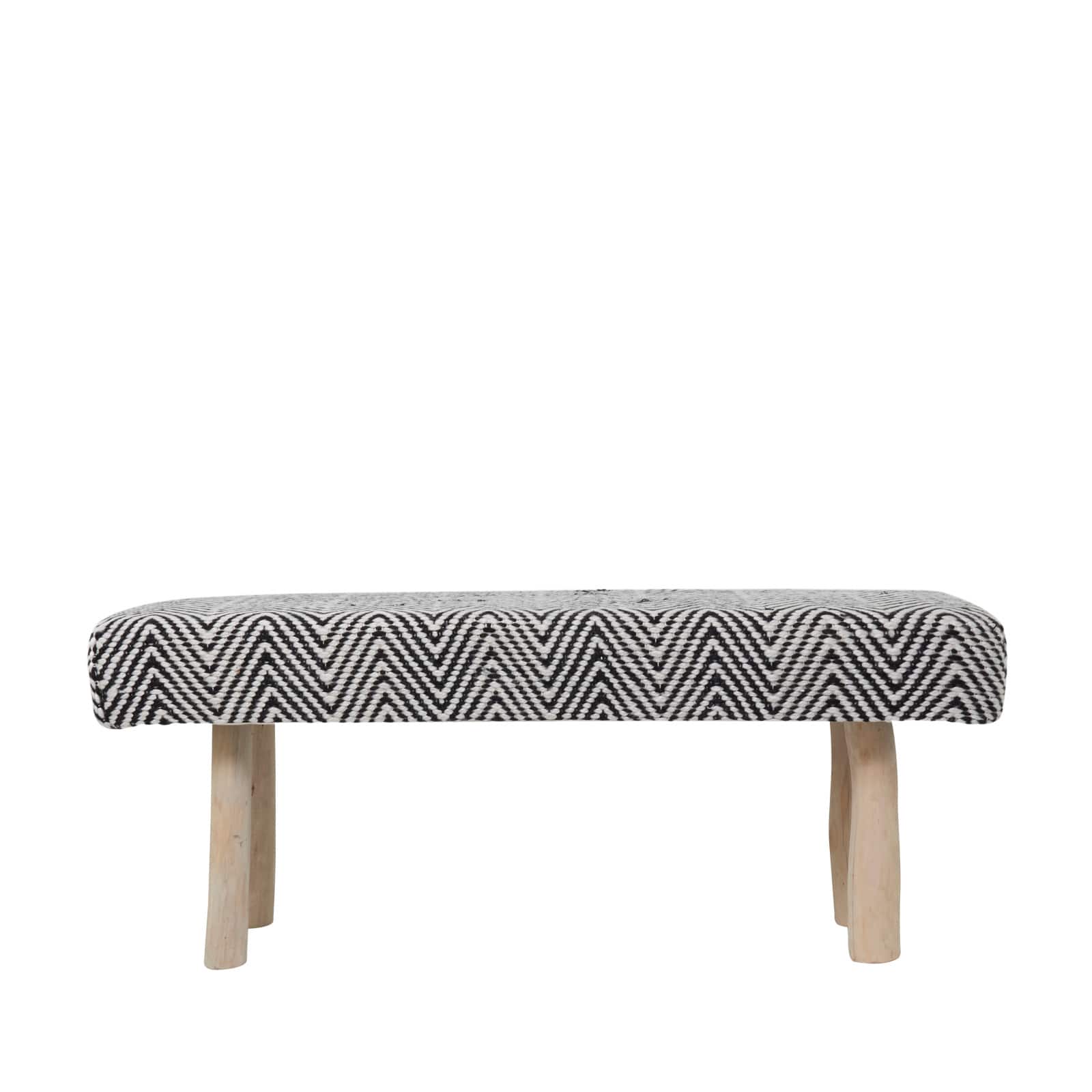 48" Black Wood Chevron Bench with Wood Legs