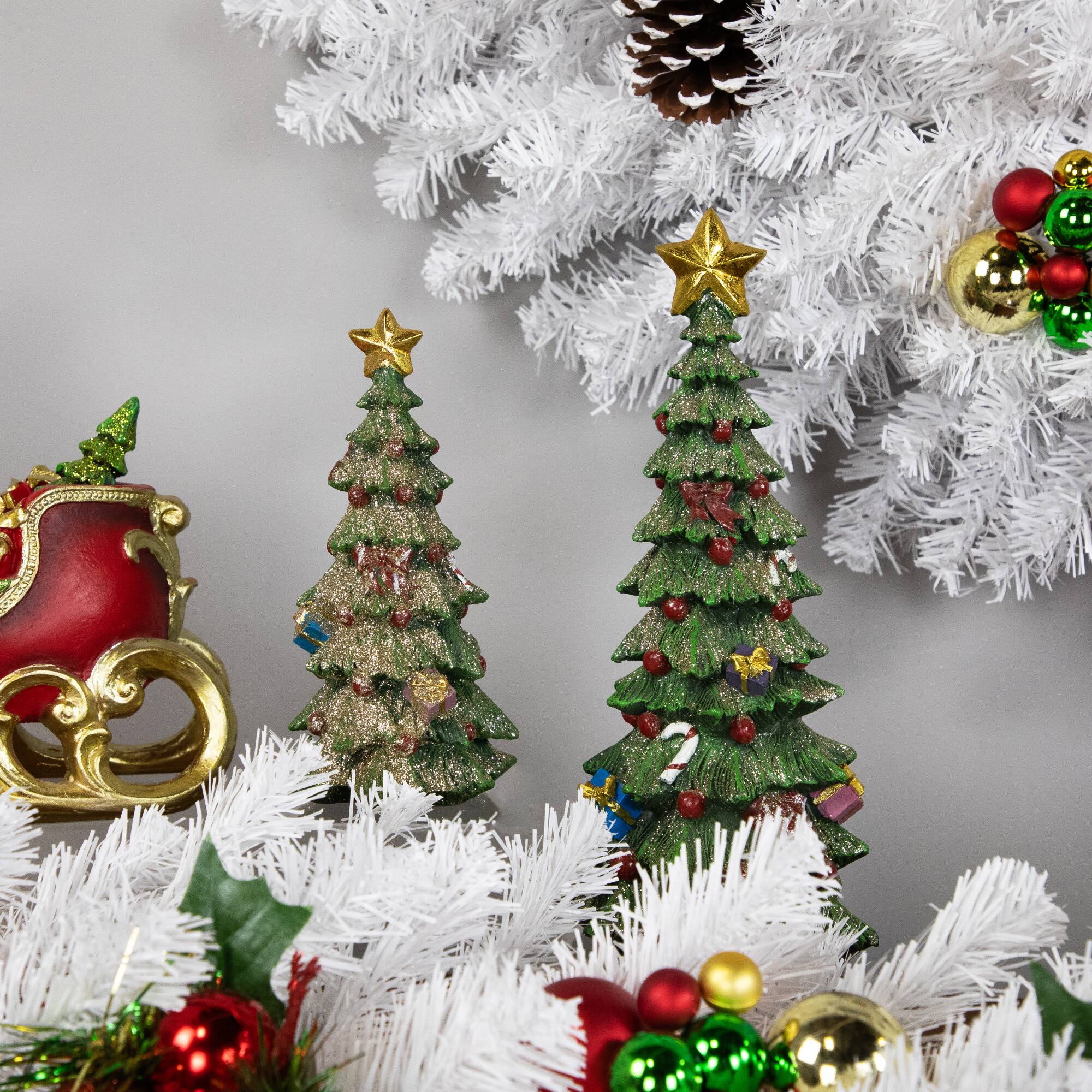 6.75" Glittered Berries & Bows Decoration Tabletop Christmas Tree