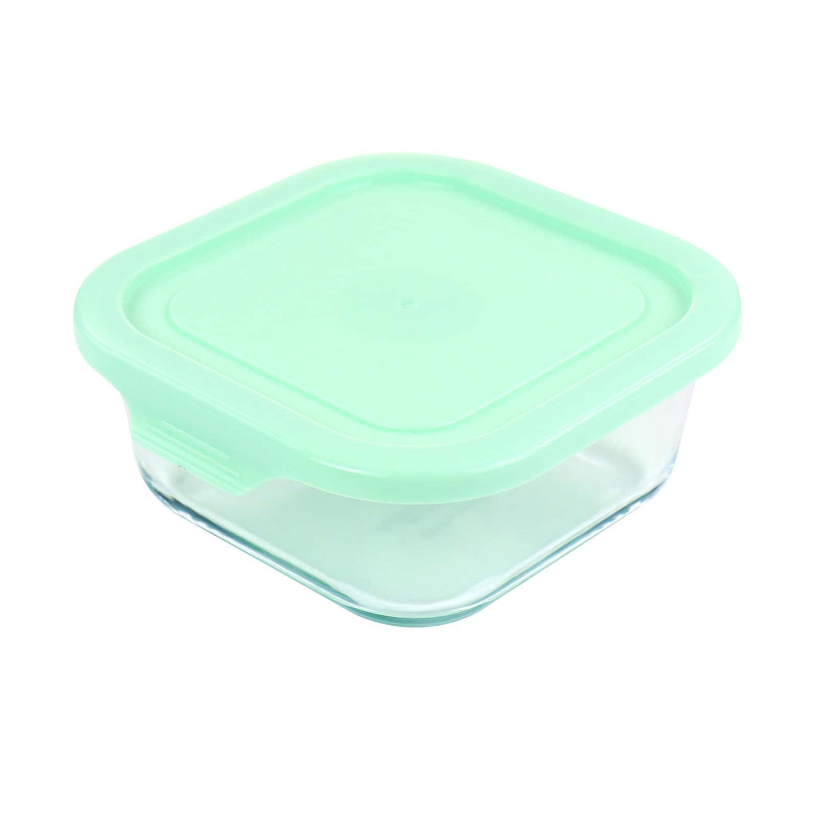 Martha Stewart Square Glass Food Storage Container with Mint Lid