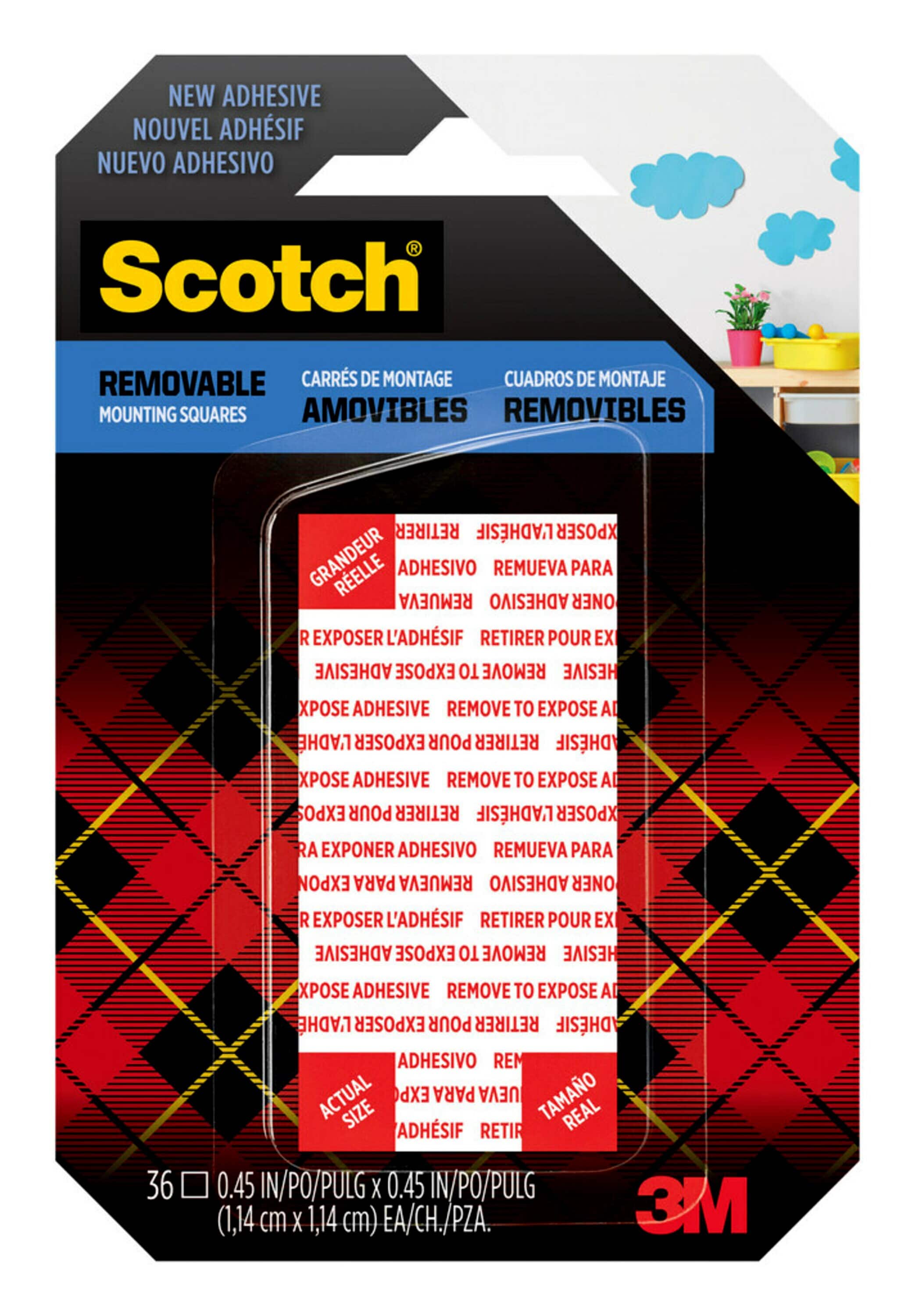 Scotch® 0.45" Removable Double-Sided Mounting Squares, 36ct.