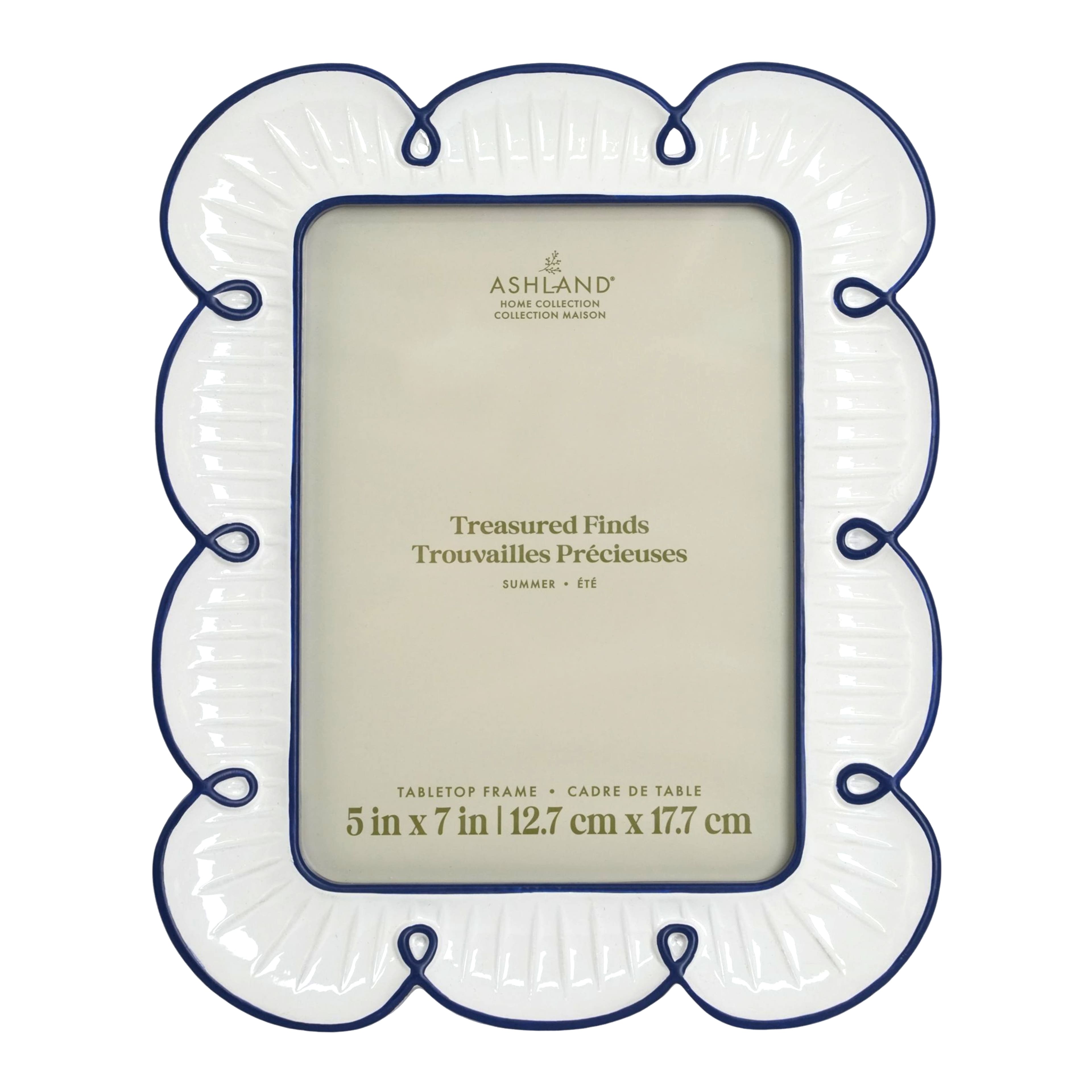 5" x 7" White & Blue Flower Scallop Tabletop Frame, Treasured Finds by Ashland®
