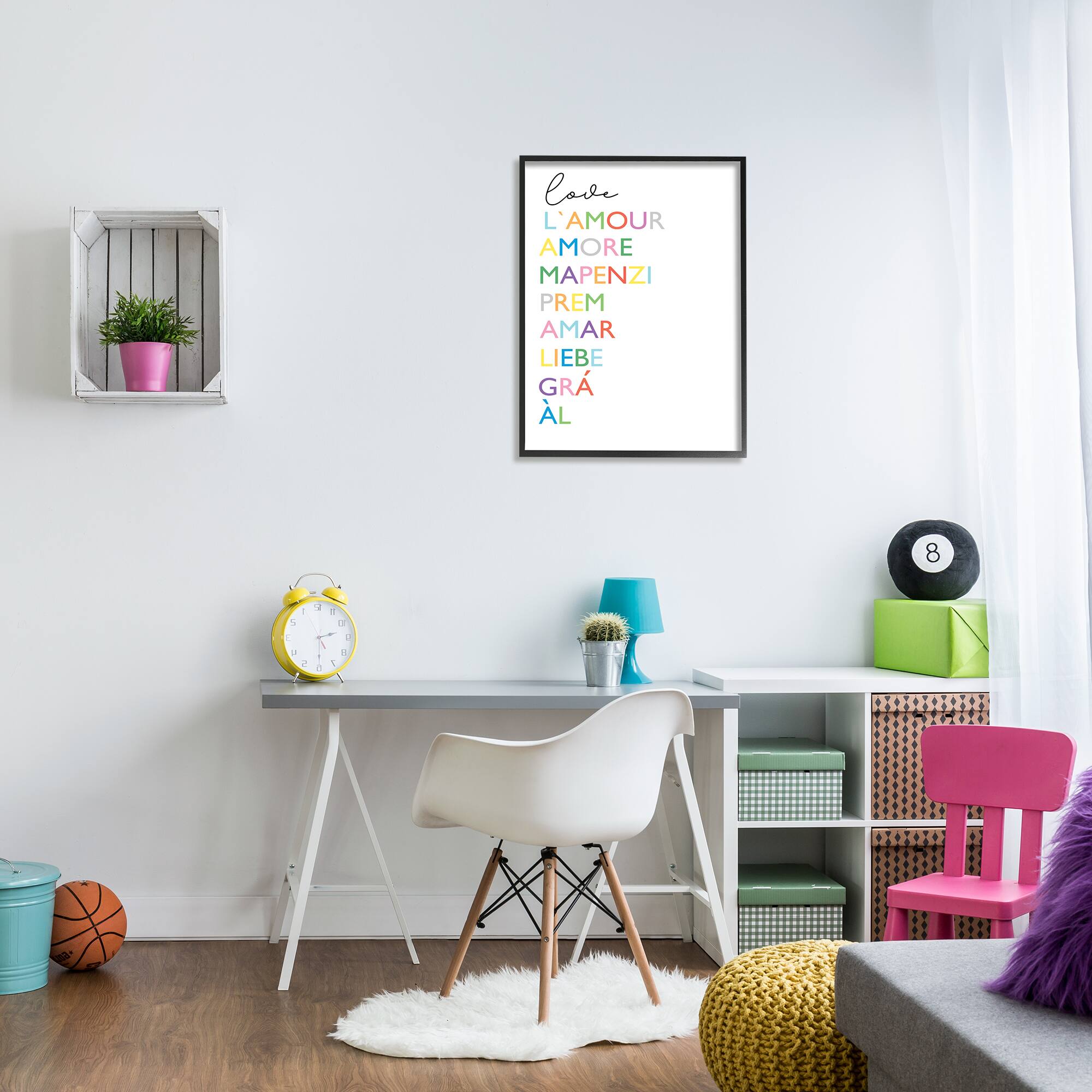 Stupell Industries Love L'Amour Amore Mapenzi Romantic Terms Rainbow Typography in Frame Wall Art