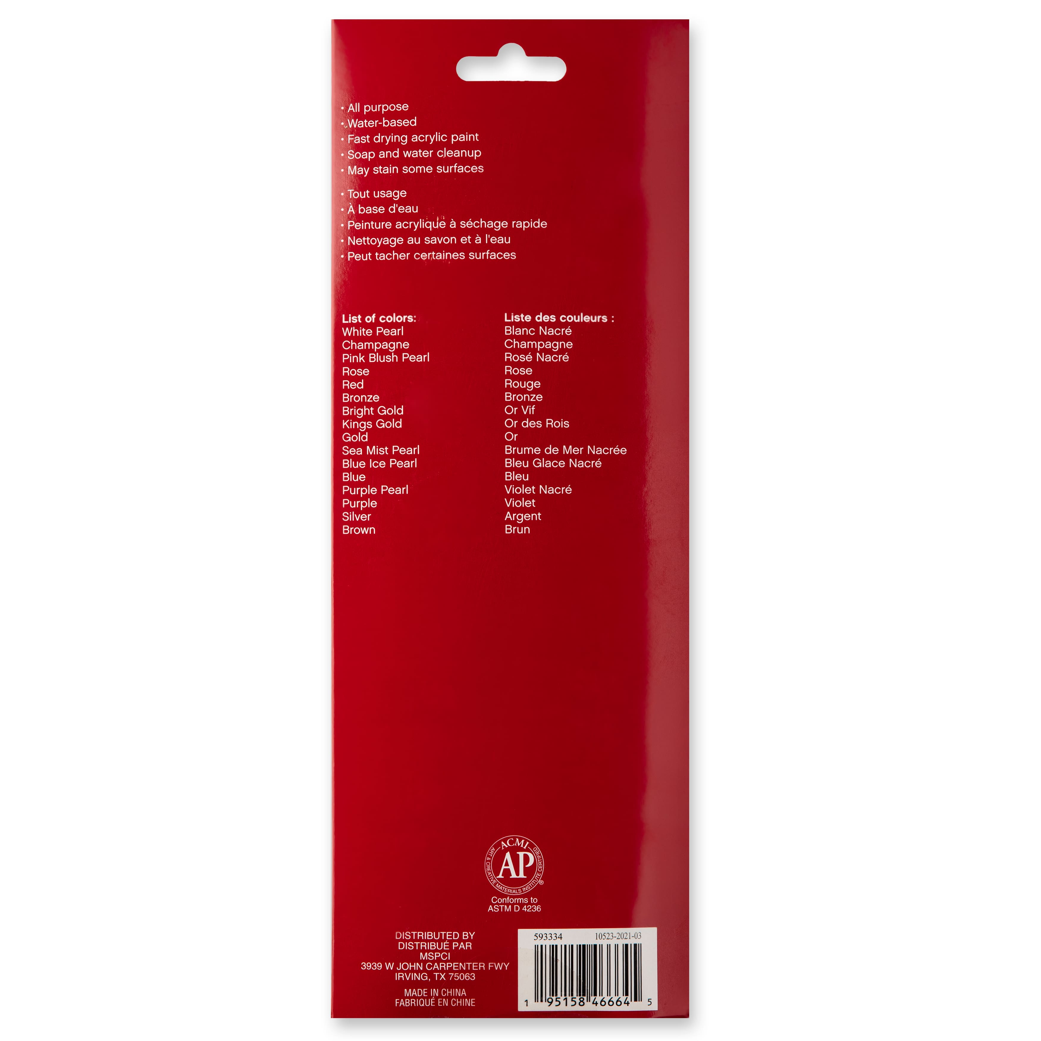Ensemble de pots de peinture acrylique métallisée de Craft Smart
