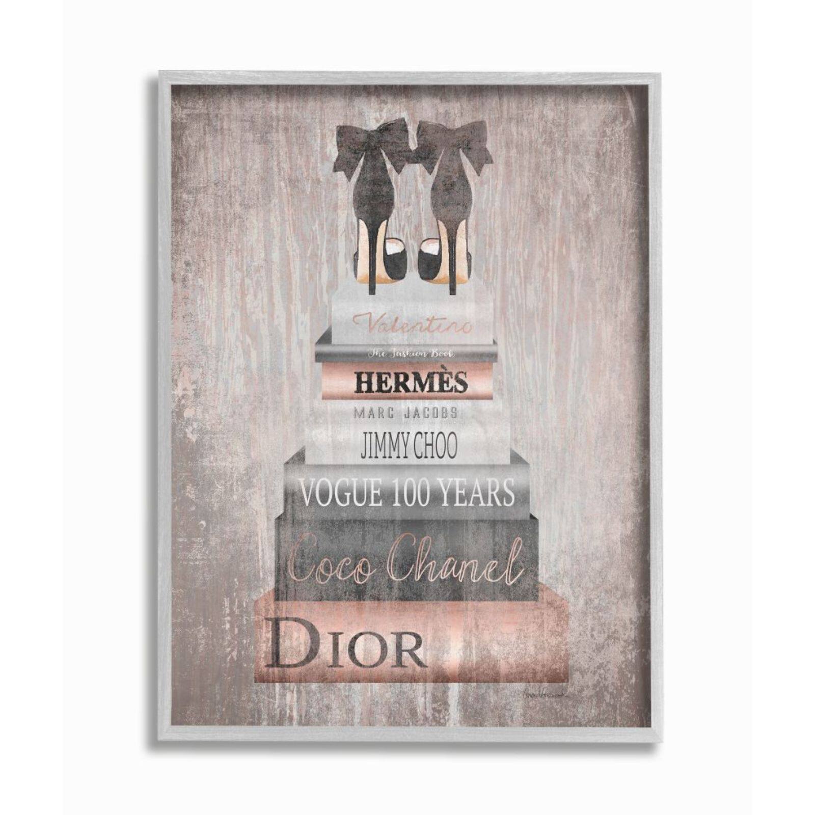 Stupell Industries Luxury Fashion Book Stack & Black Heels Wall Art in Frame