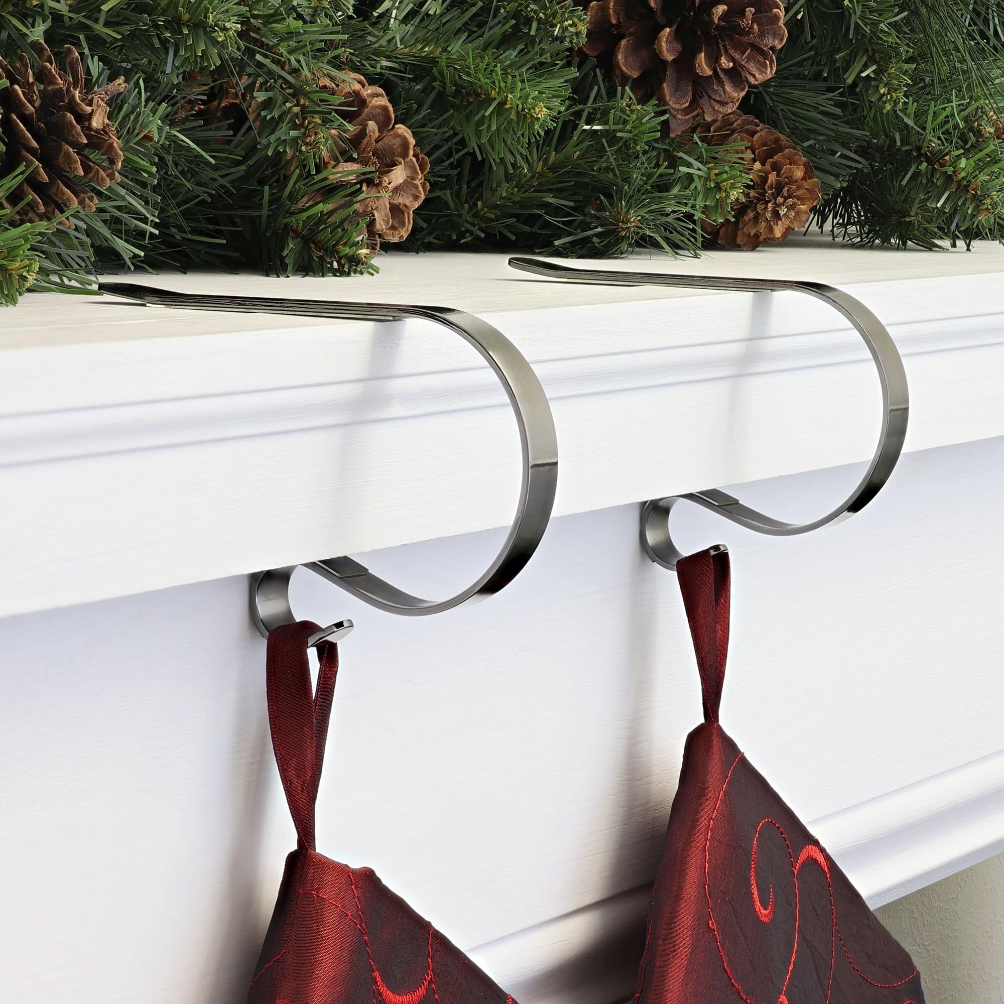 Original MantleClip® Brushed Nickel Stocking Holders, 2ct.