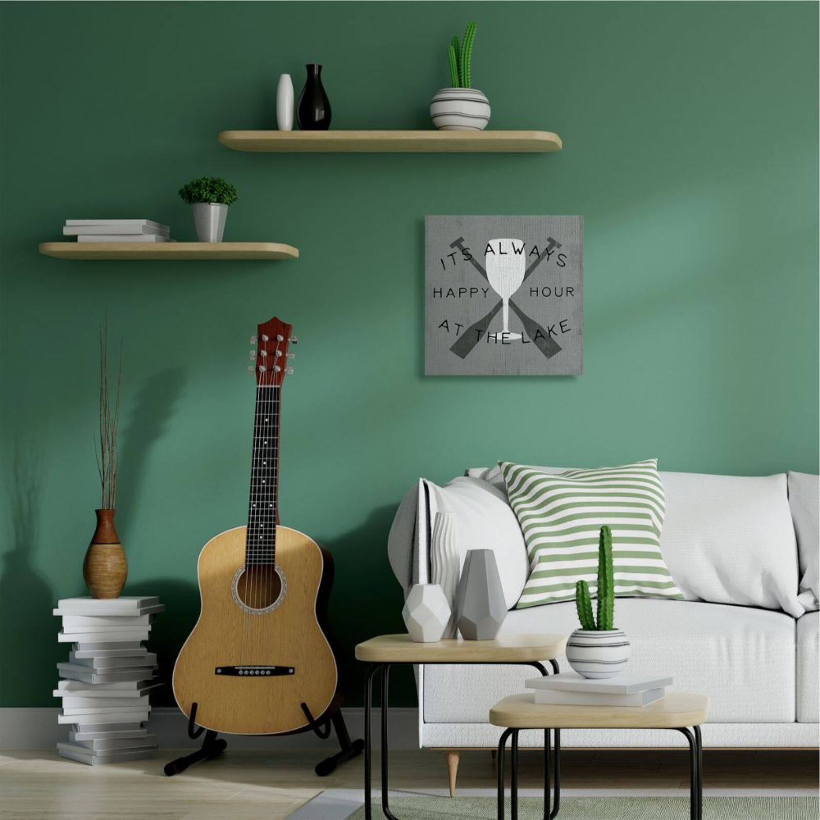 Stupell Industries Gray Always Happy Hour At the Lake Quote Wall Art