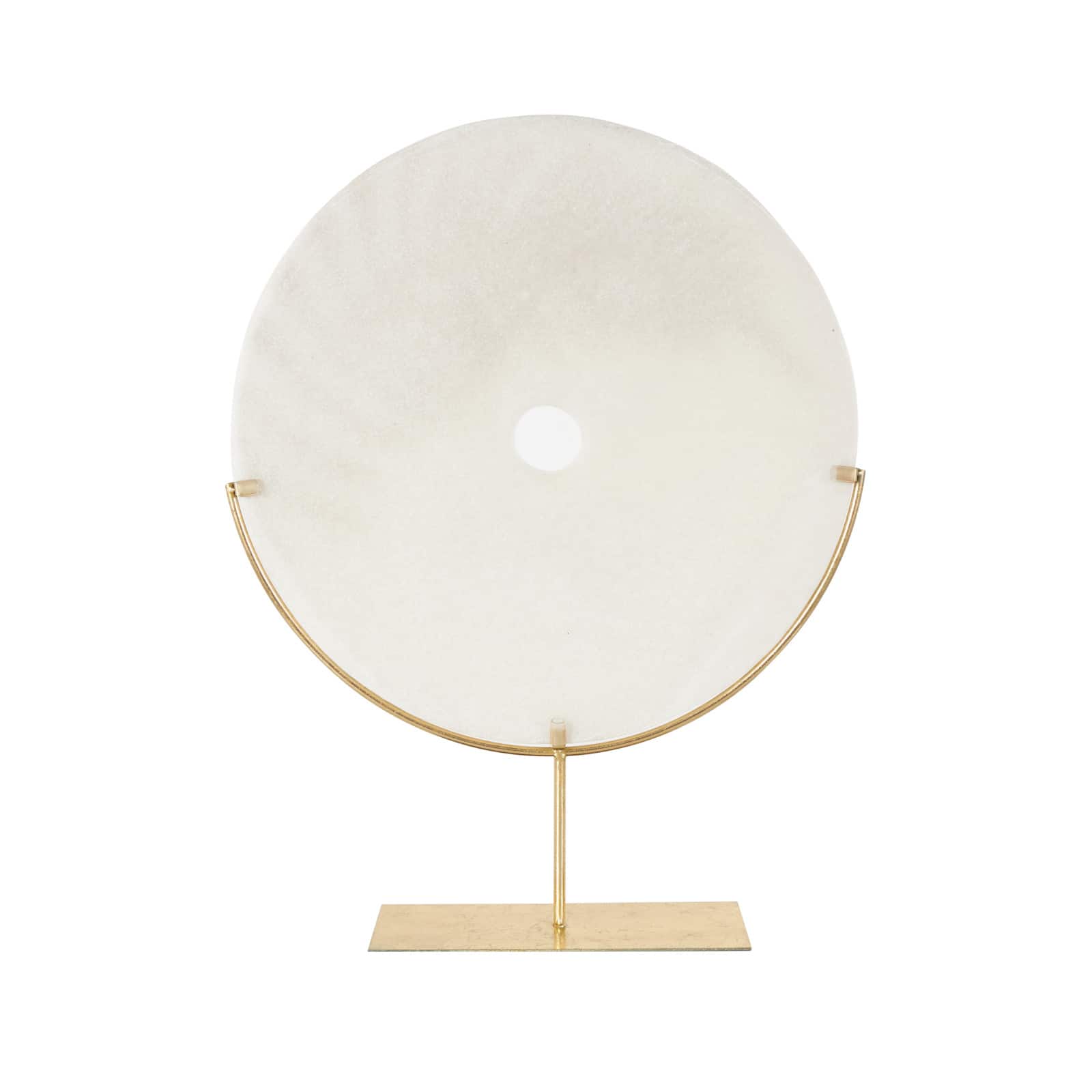 25" White with Gold Base Polystone Round Leaf Disk Decorative Sculpture