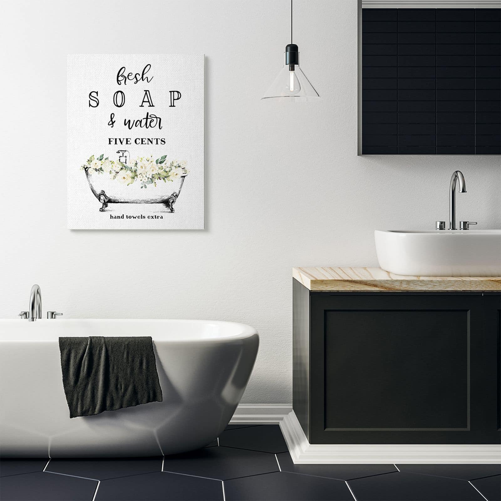 Stupell Industries Fresh Soap & Water Bath Tub Bathroom Design Canvas Wall Art