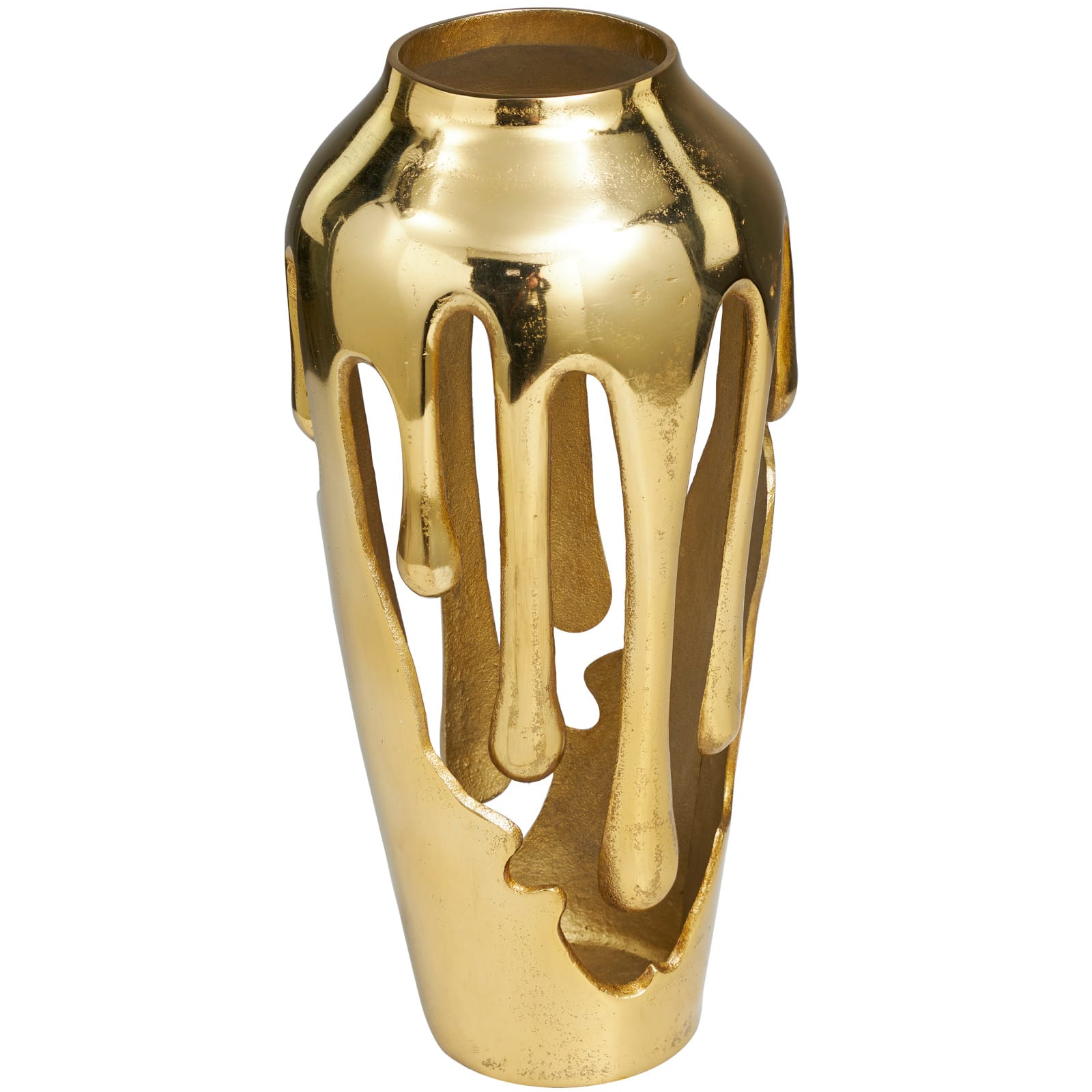 15" Gold Aluminum Melting Drip Vase