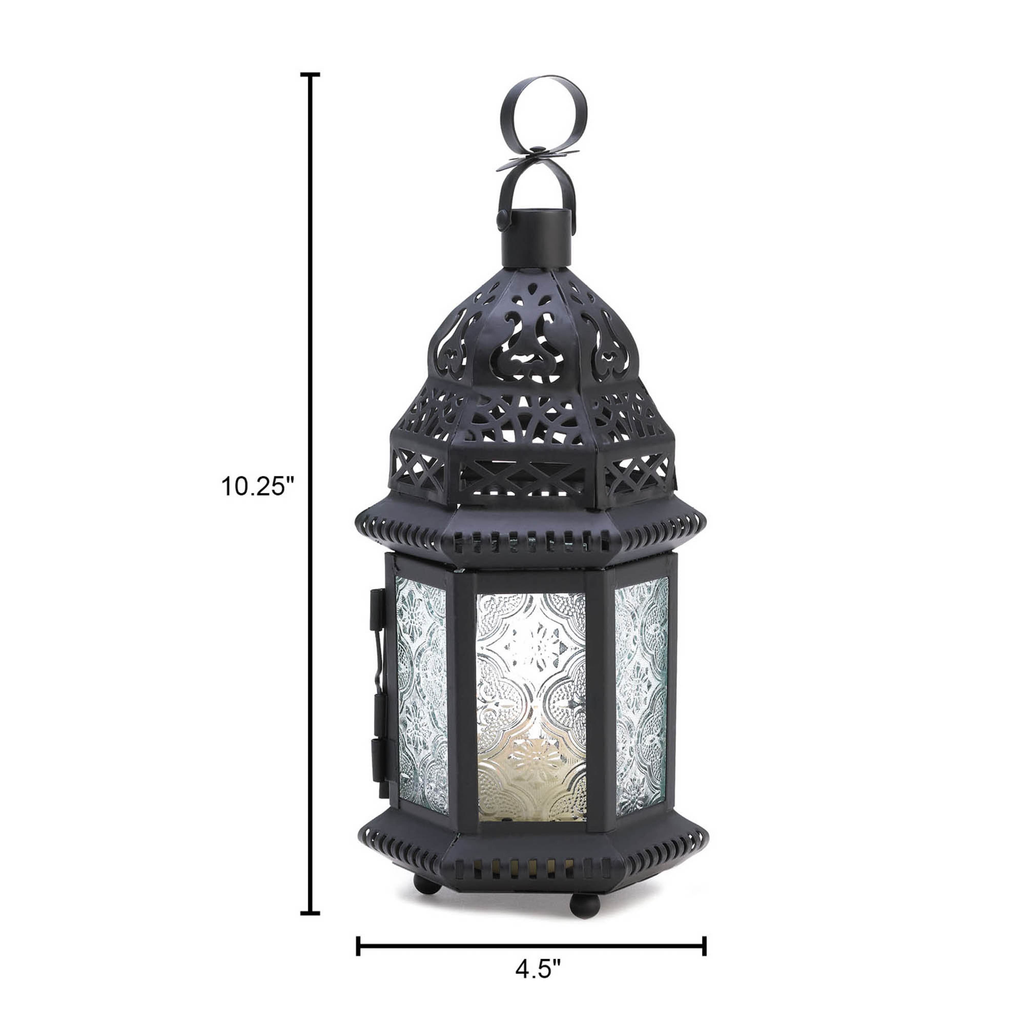 10.25" Decorative Clear Glass Moroccan Style Hanging Candle Lantern