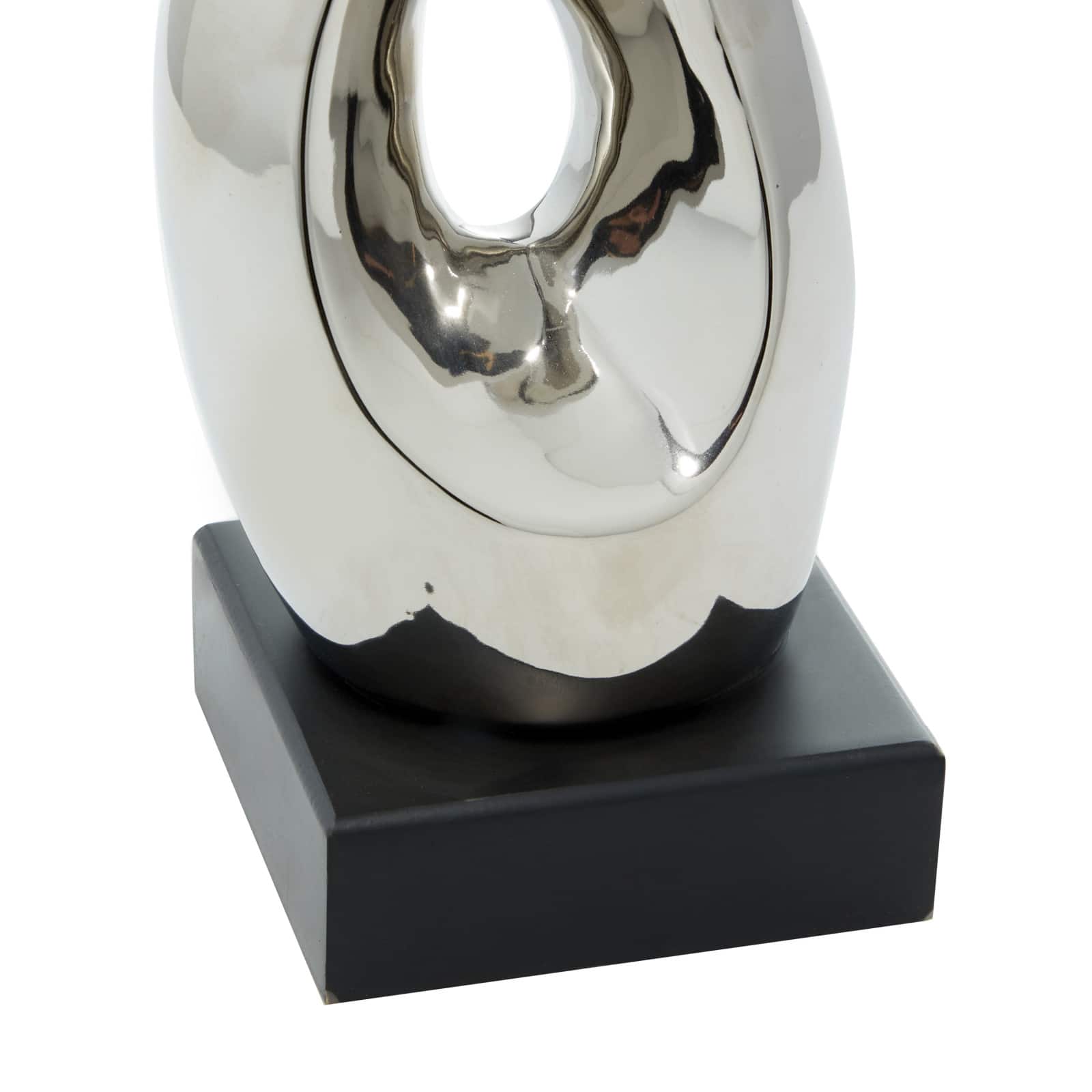 18" Silver Ceramic Modern Abstract Sculpture