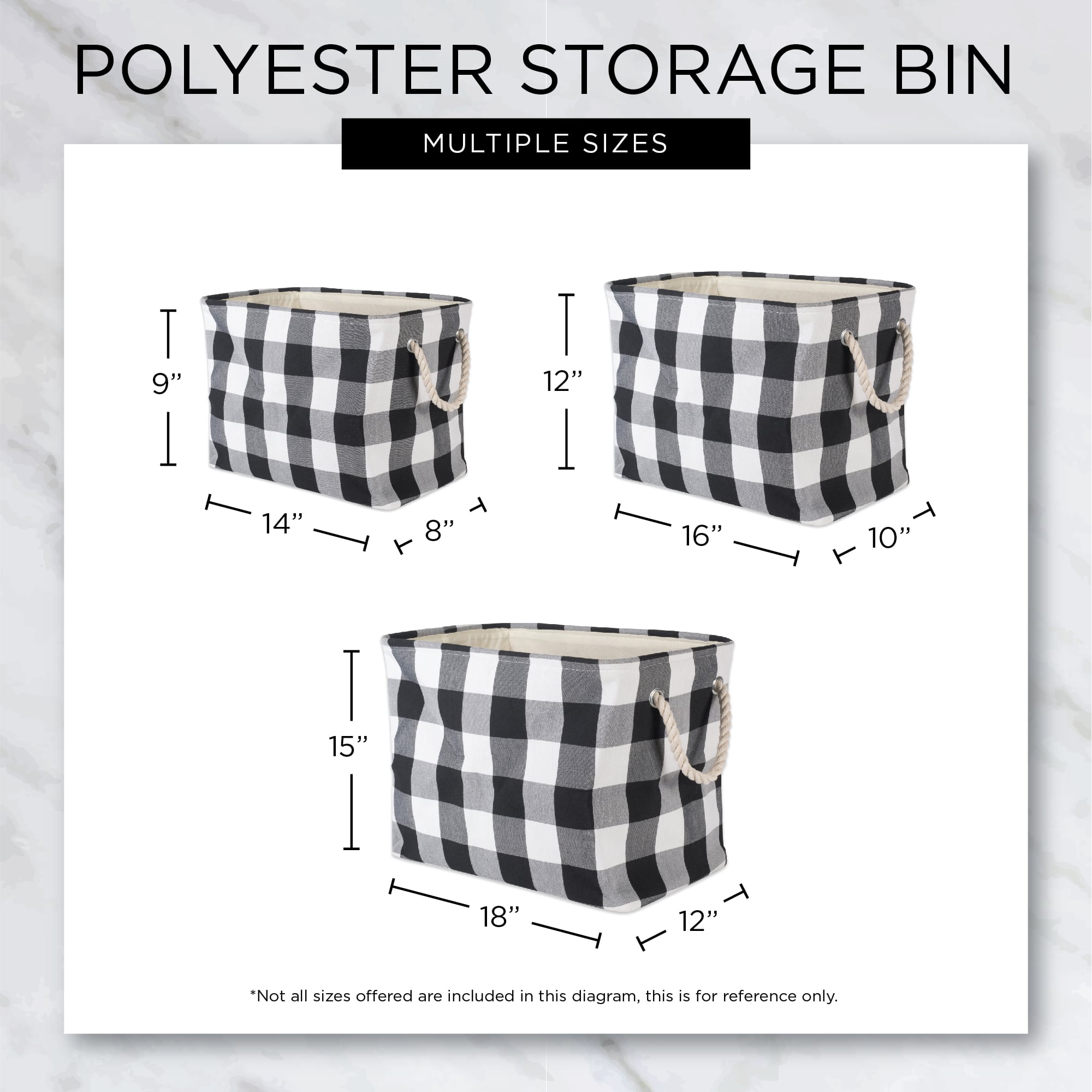 DII® Large Rectangle White/Black Buffalo Check Polyester Bin
