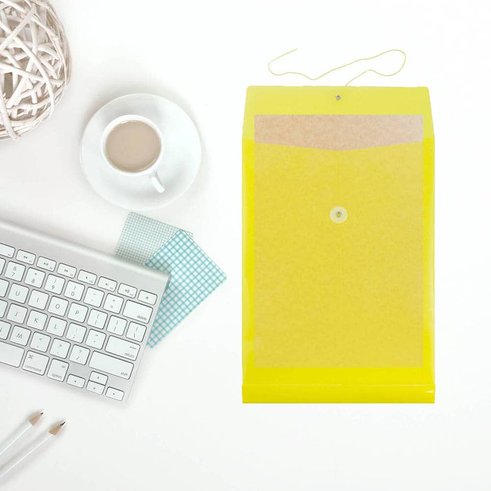 JAM Paper Legal Size Plastic Envelopes with Button & String Tie Closure, 12ct.