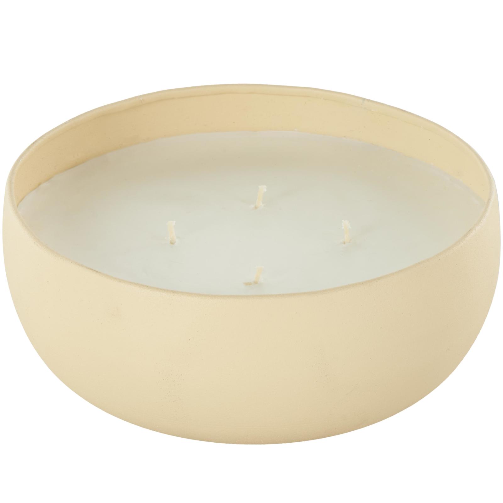 Ivory and Iris 34oz. Beige 4 Wick Rose Blossom & Sandalwood Scented Textured Metal Candle with White Wax