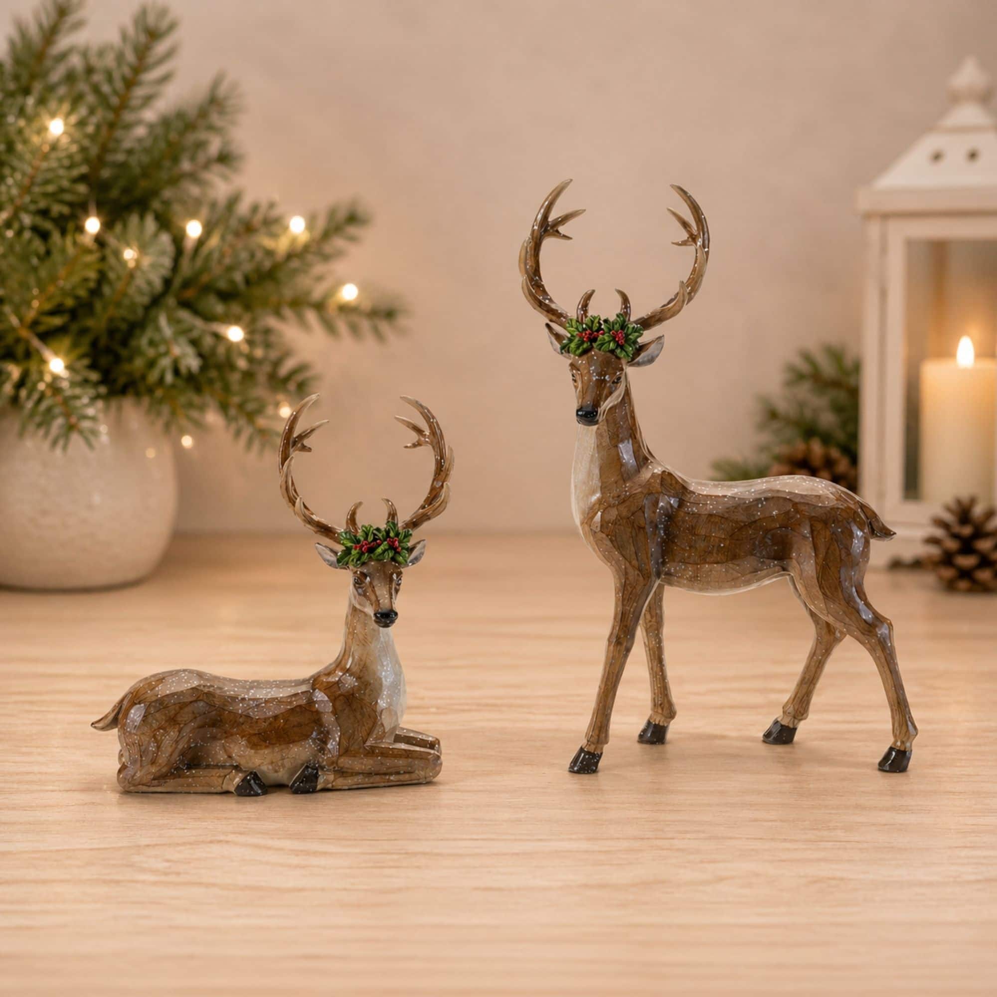 Holiday Deer Figurine Set