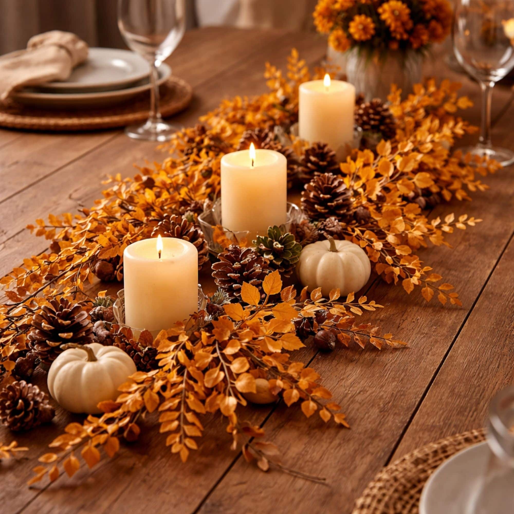 60" Orange Autumn Leaf Garland
