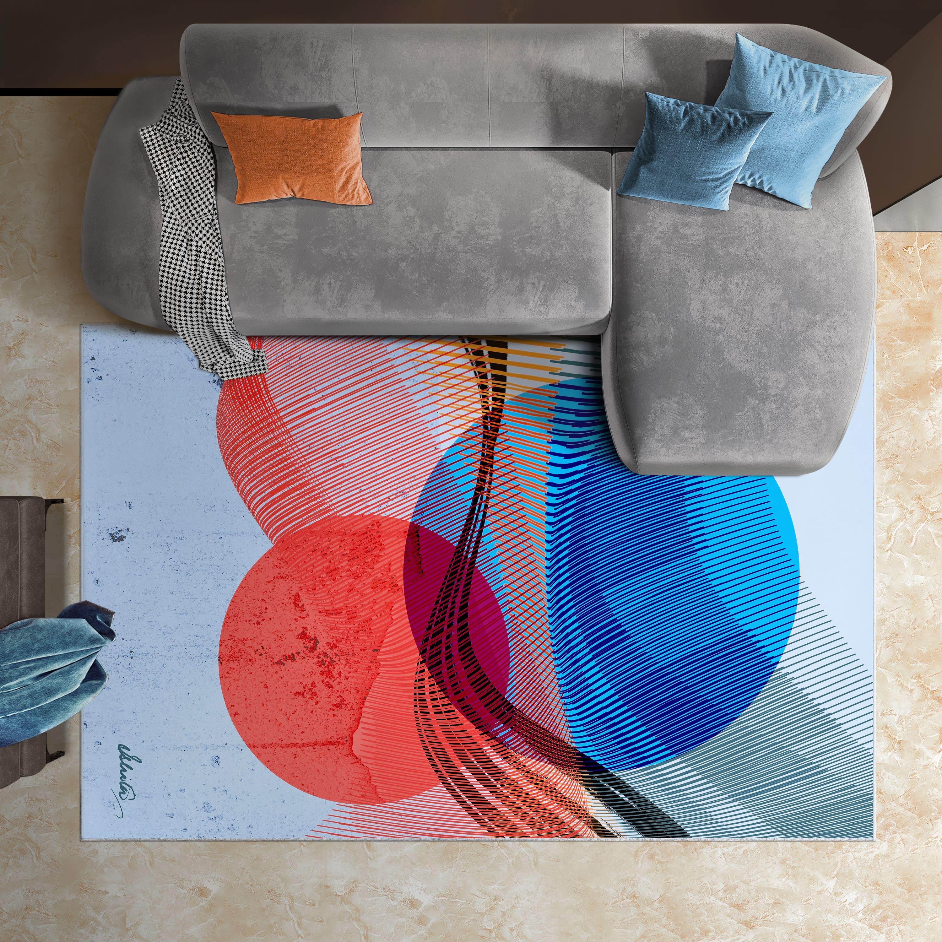 Empire Art Direct 5ft. x 7.5ft. Ephemeral Sunset I Washable Tapis D'Art Area Rug