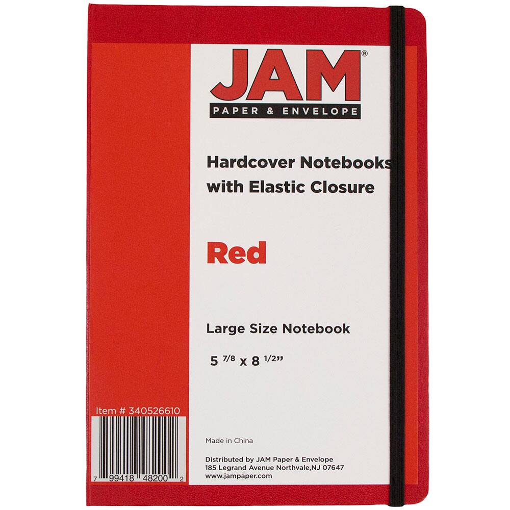 JAM Paper Large Hardcover Notebook with Elastic Band