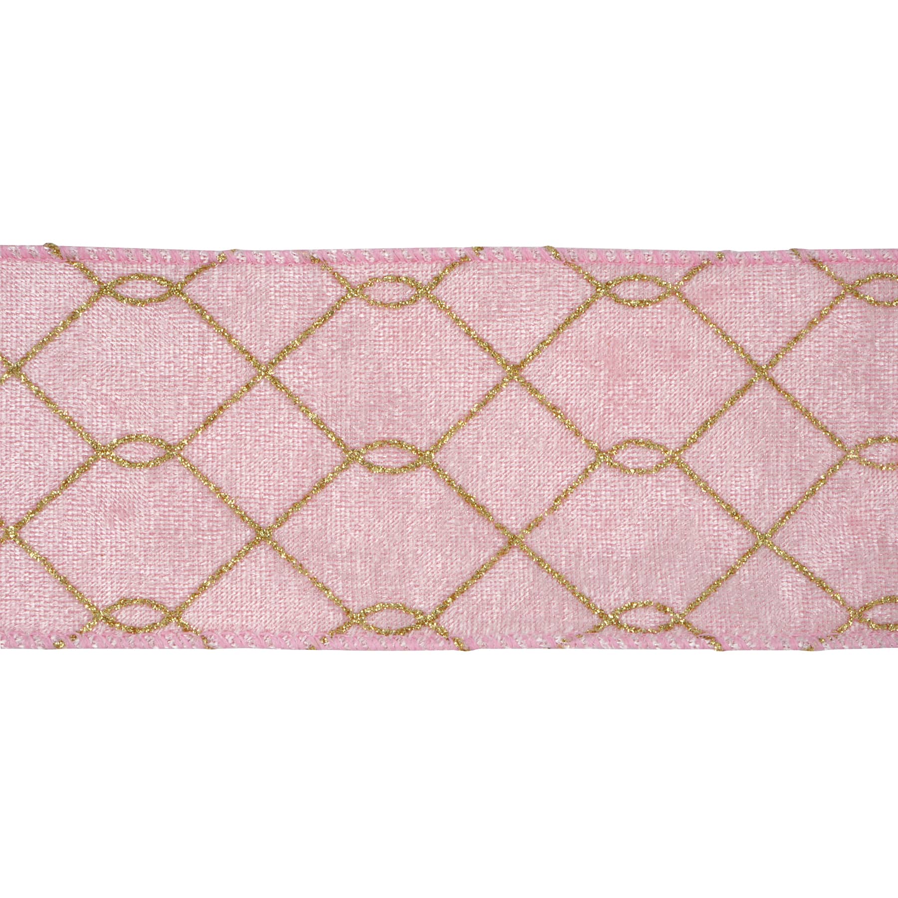 2.5" x 6.6yd. Pink & Gold Glitter Wired Velvet Ribbon by Celebrate It®