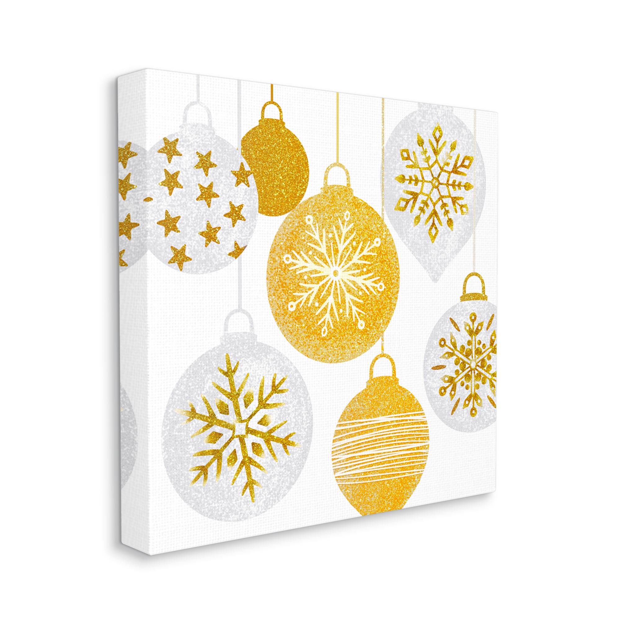 Stupell Industries Glimmering Hanging Christmas Baubles Canvas Wall Art
