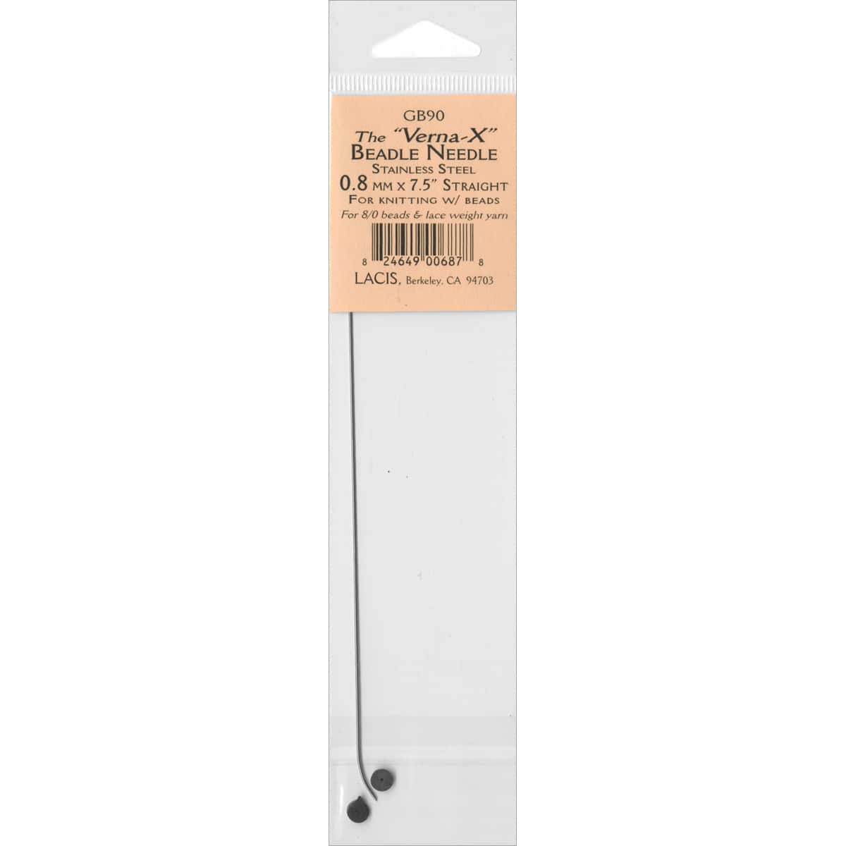 Lacis Verna-X Beadle 0.8mm Straight Needle
