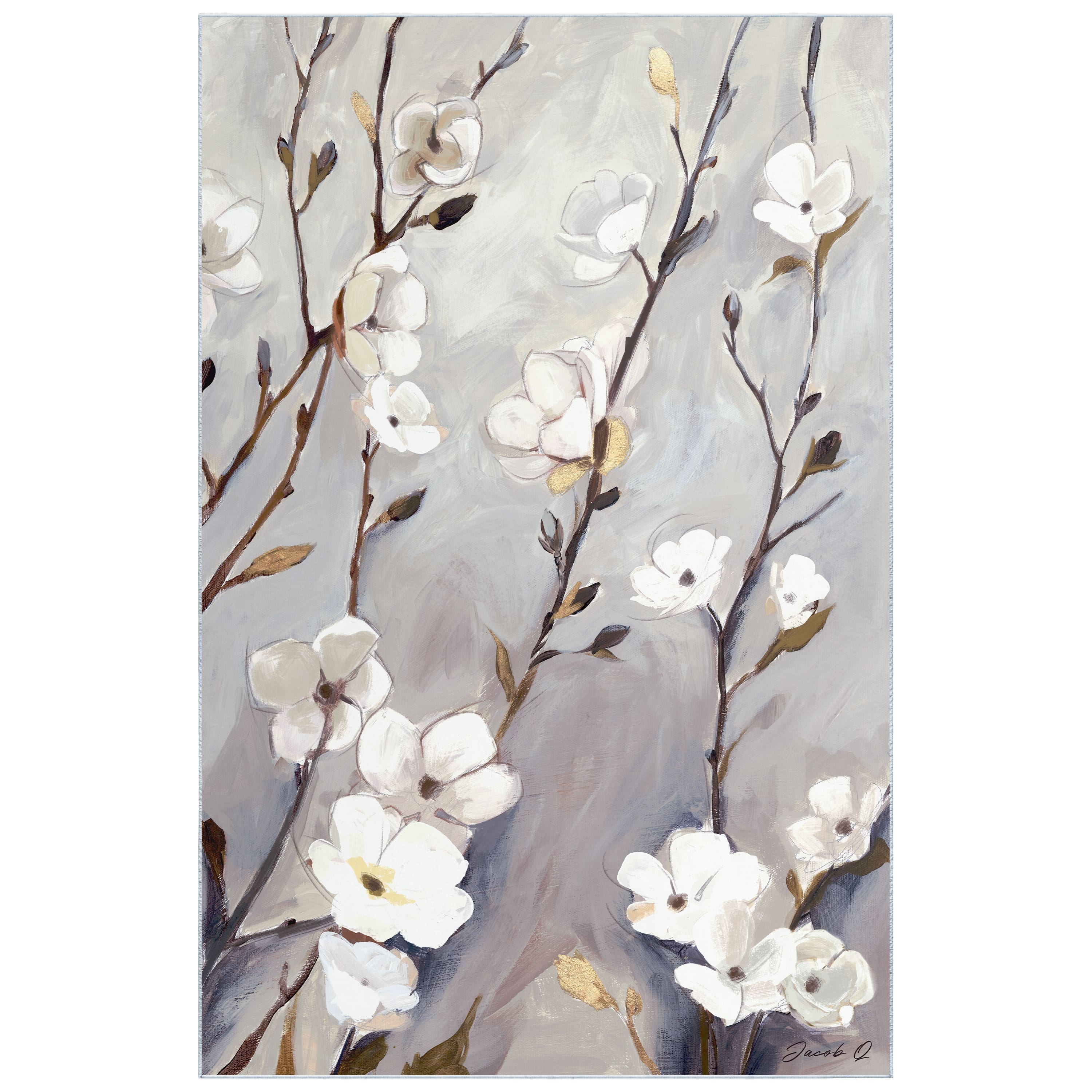 Empire Art Direct 5ft. x 7.5ft. Blossoming Up II B Washable Flowers Area Rug