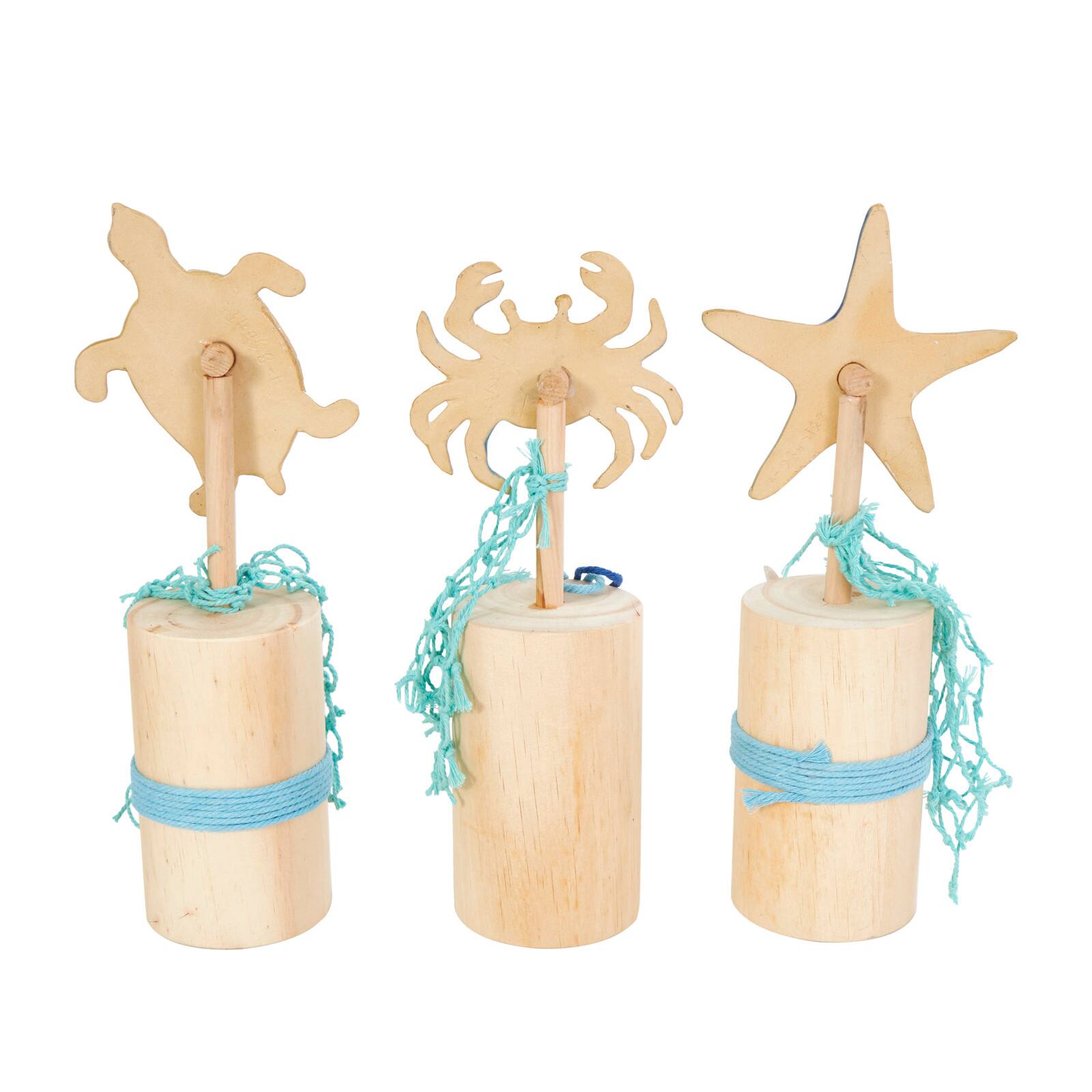 11" Blue Ceramic Sea Life Ombre Sculpture Set